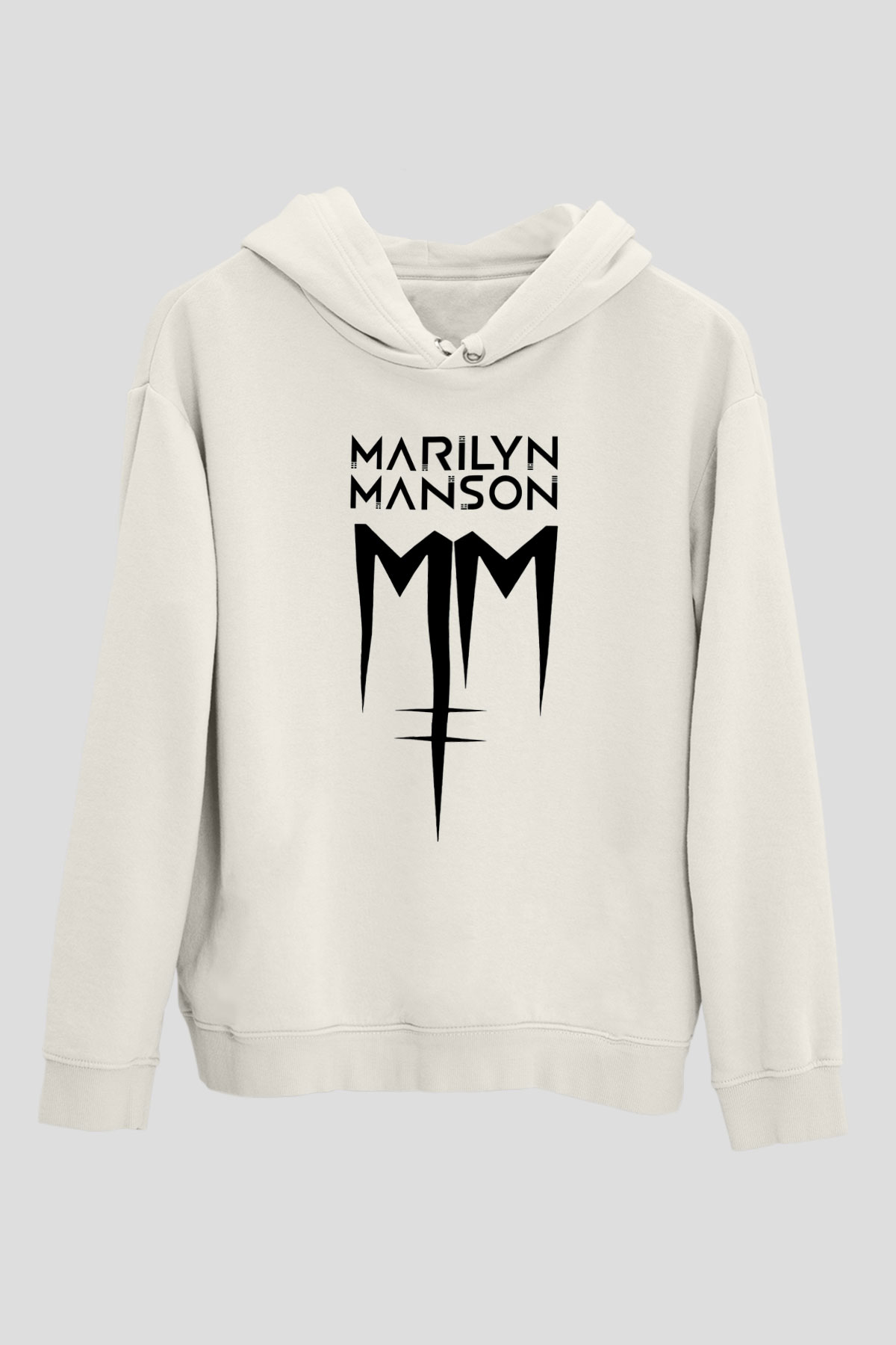 Marilyn Manson Beyaz Unisex Kapşonlu Sweatshirt