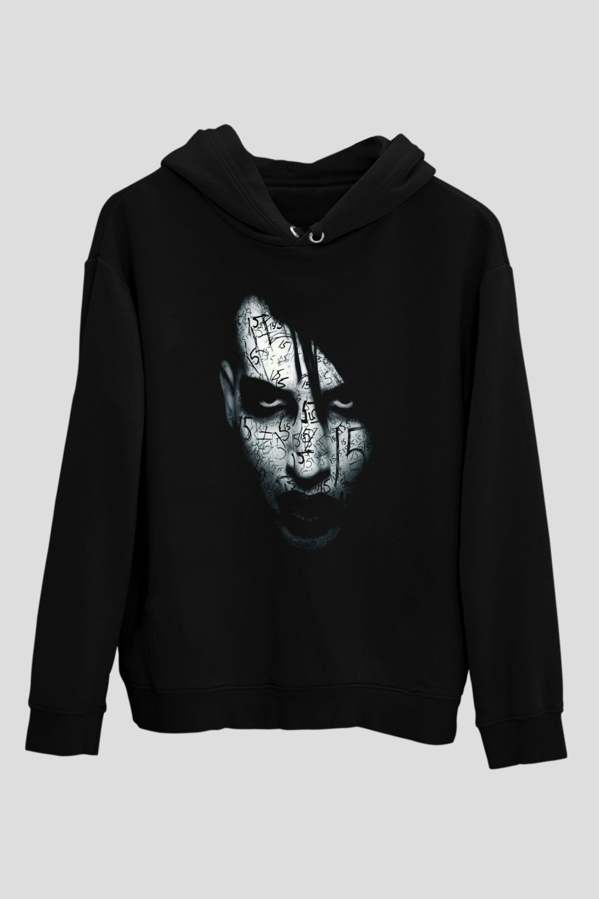 Marilyn Manson Siyah Unisex Kapüşonlu Sweatshirt