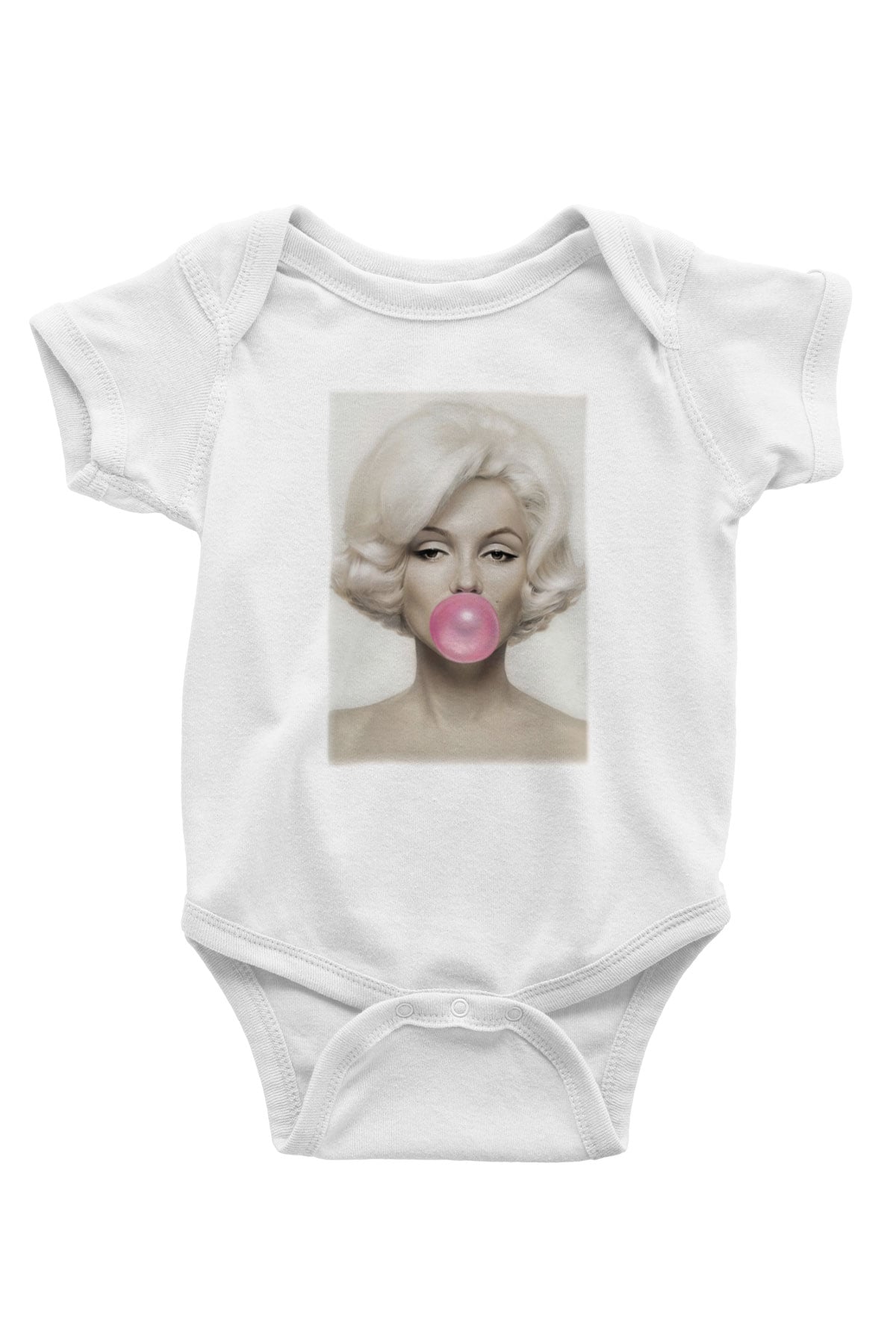 Marilyn Monroe Baskılı Beyaz Unisex Bebek Body - Zıbın