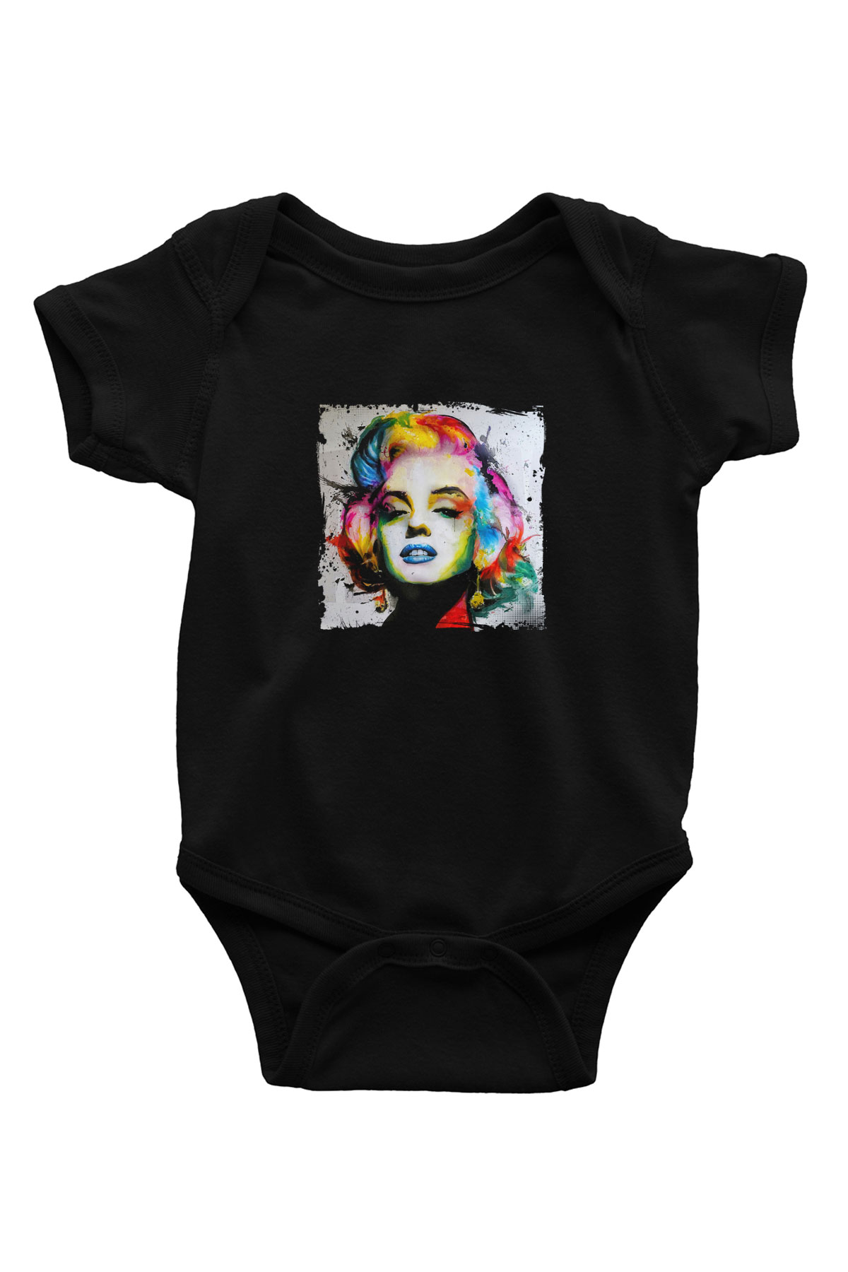 Marilyn Monroe Baskılı Unisex Siyah Bebek Body - Zıbın