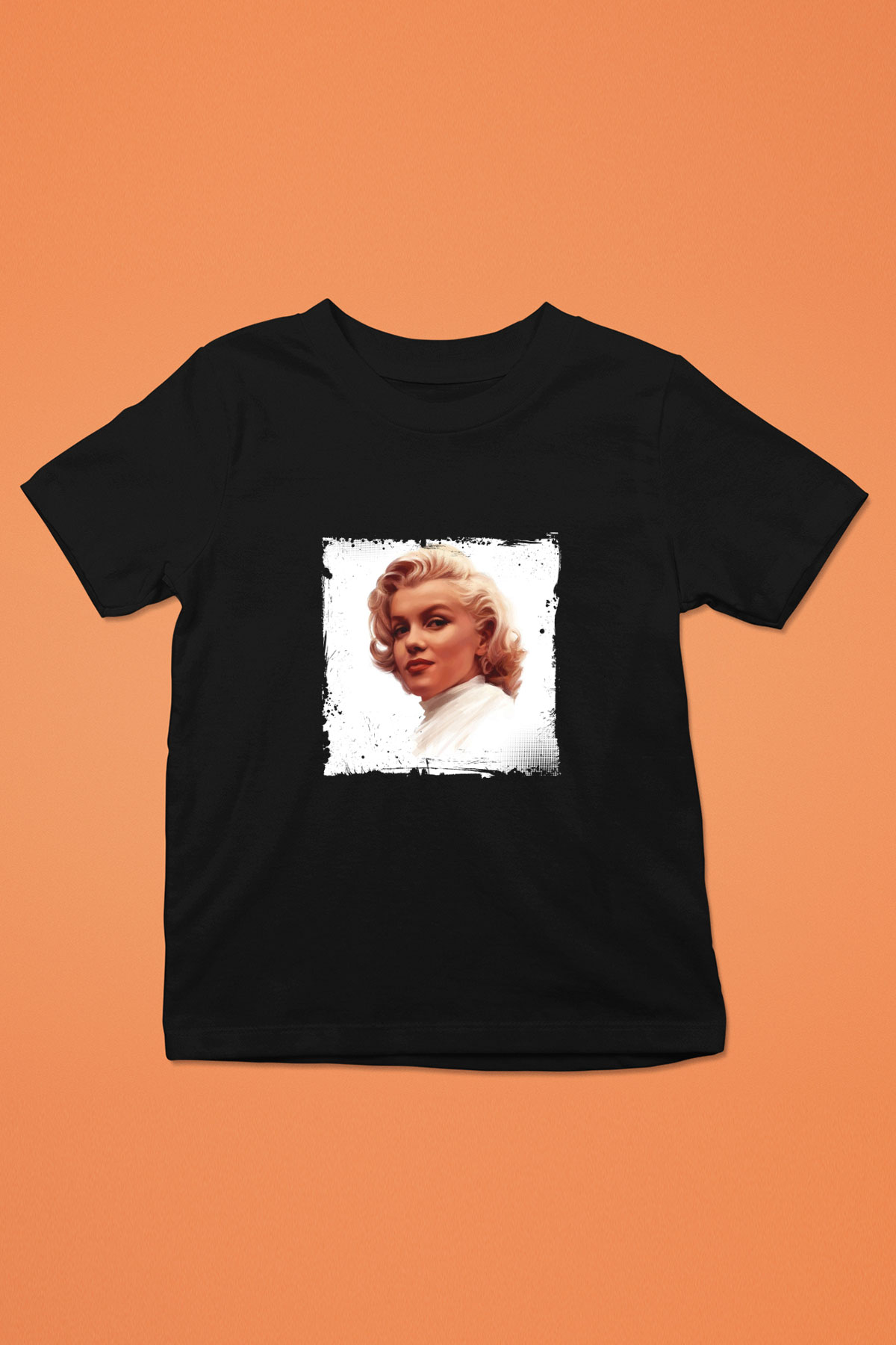 Marilyn Monroe Baskılı Unisex Siyah Çocuk Tişört