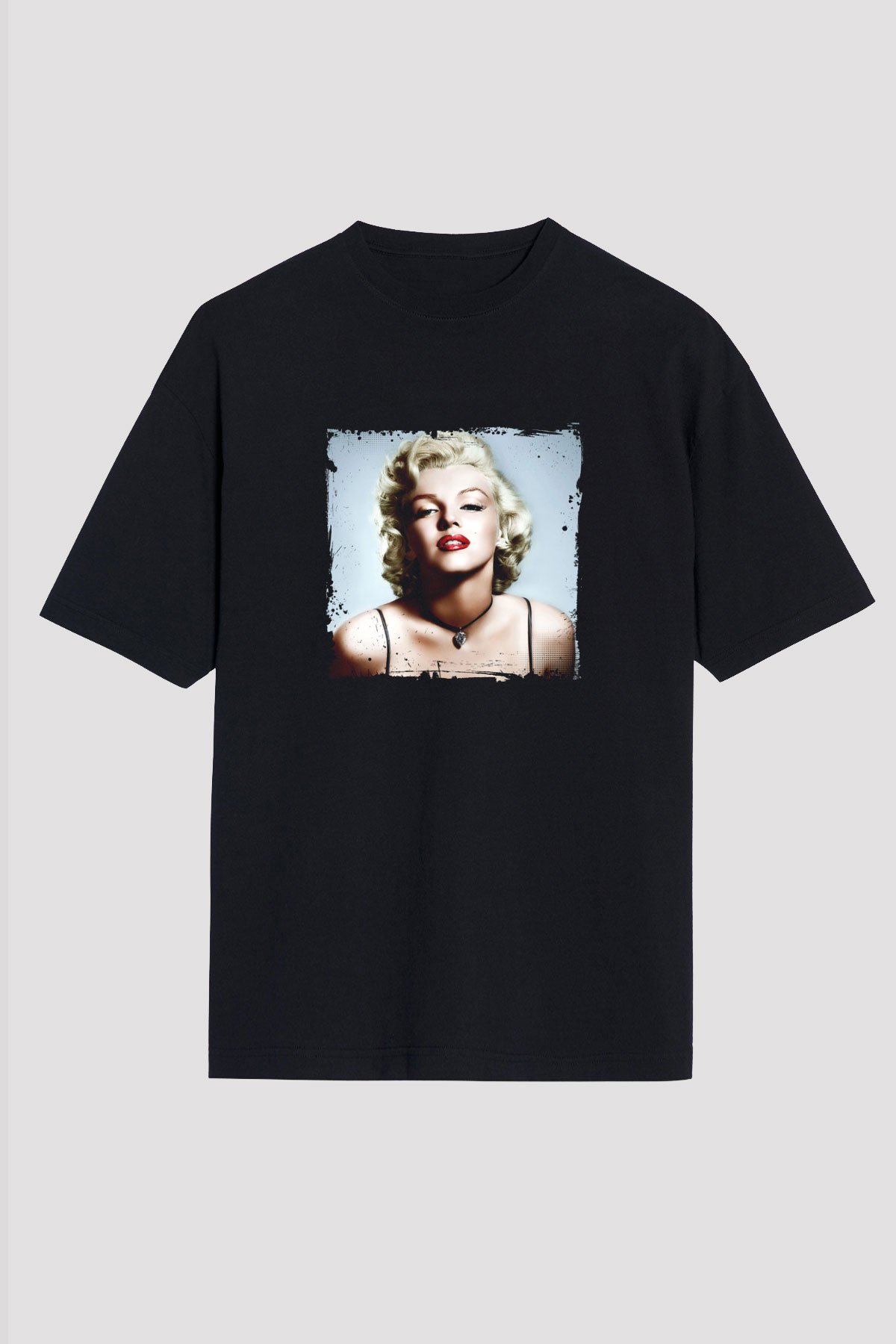 Marilyn Monroe Baskılı Unisex Siyah Oversize Tişört