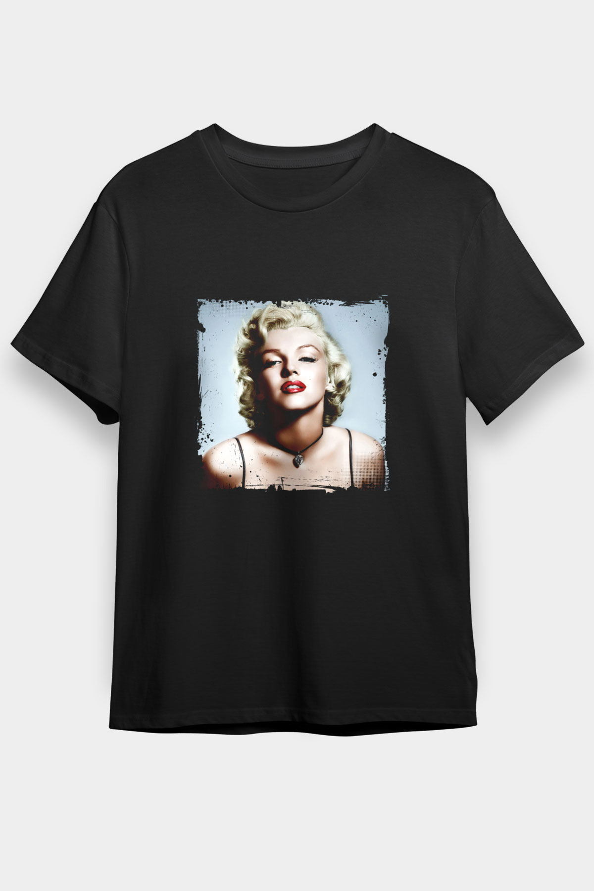 Marilyn Monroe Baskılı Unisex Siyah Tişört