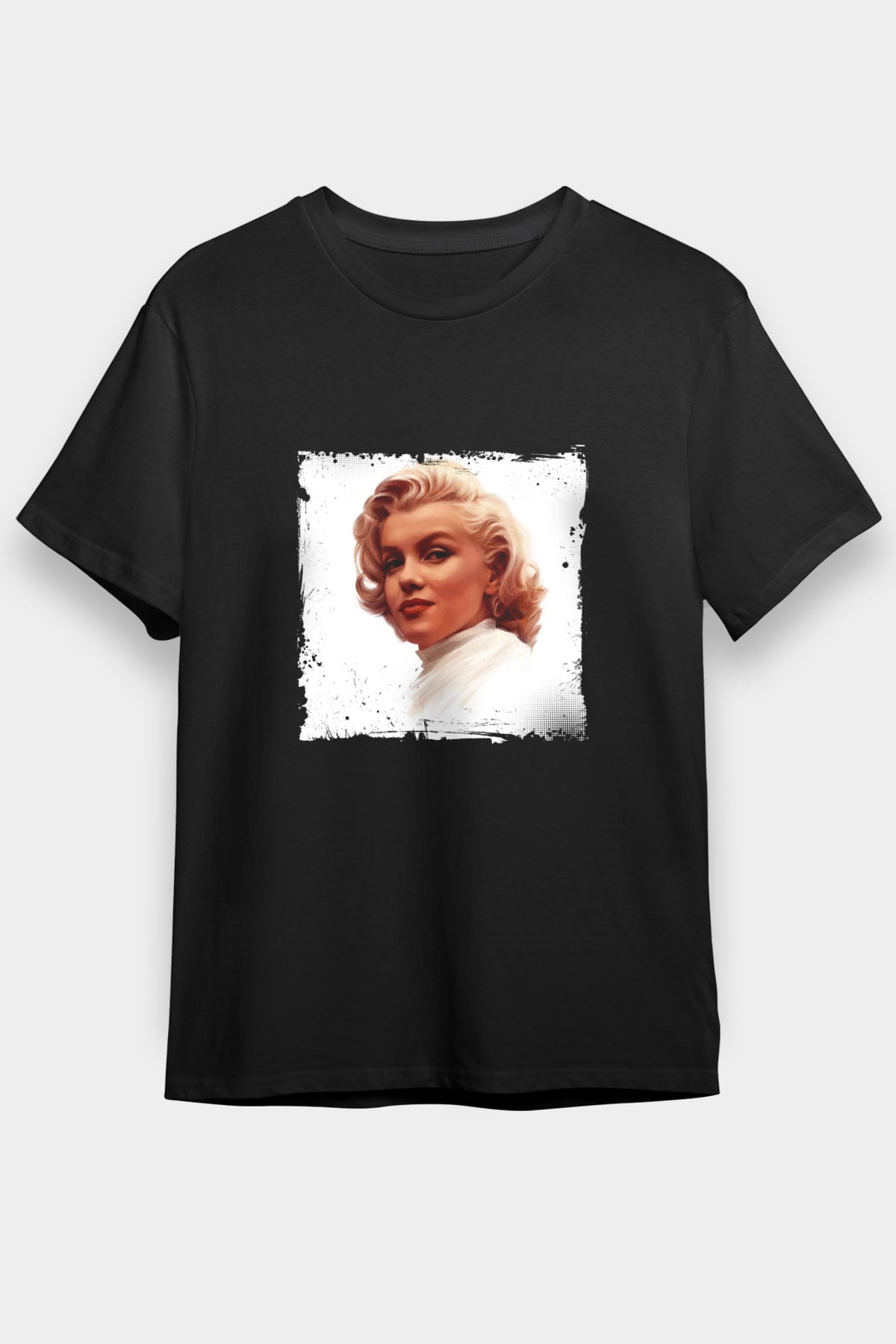 Marilyn Monroe Baskılı Unisex Siyah Tişört