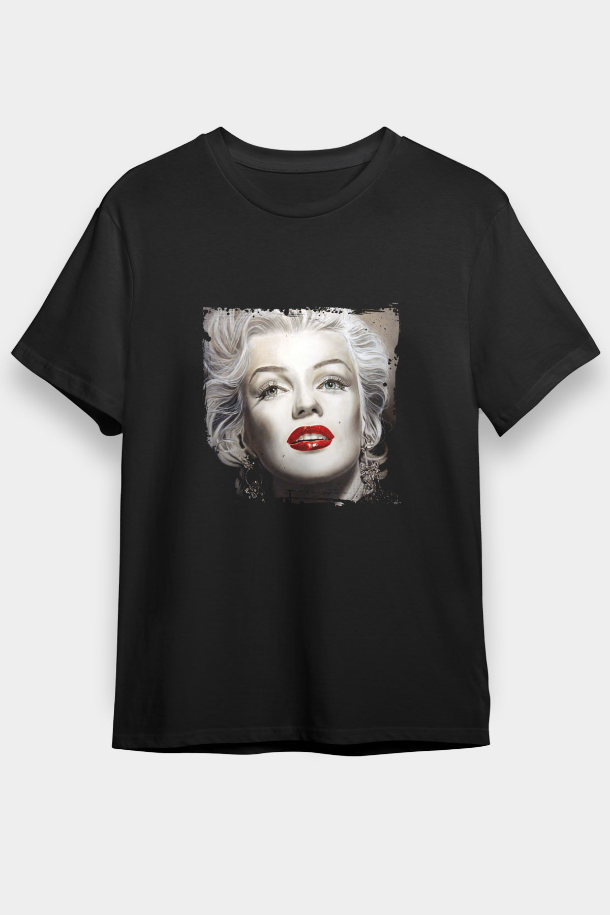 Marilyn Monroe Baskılı Unisex Siyah Tişört