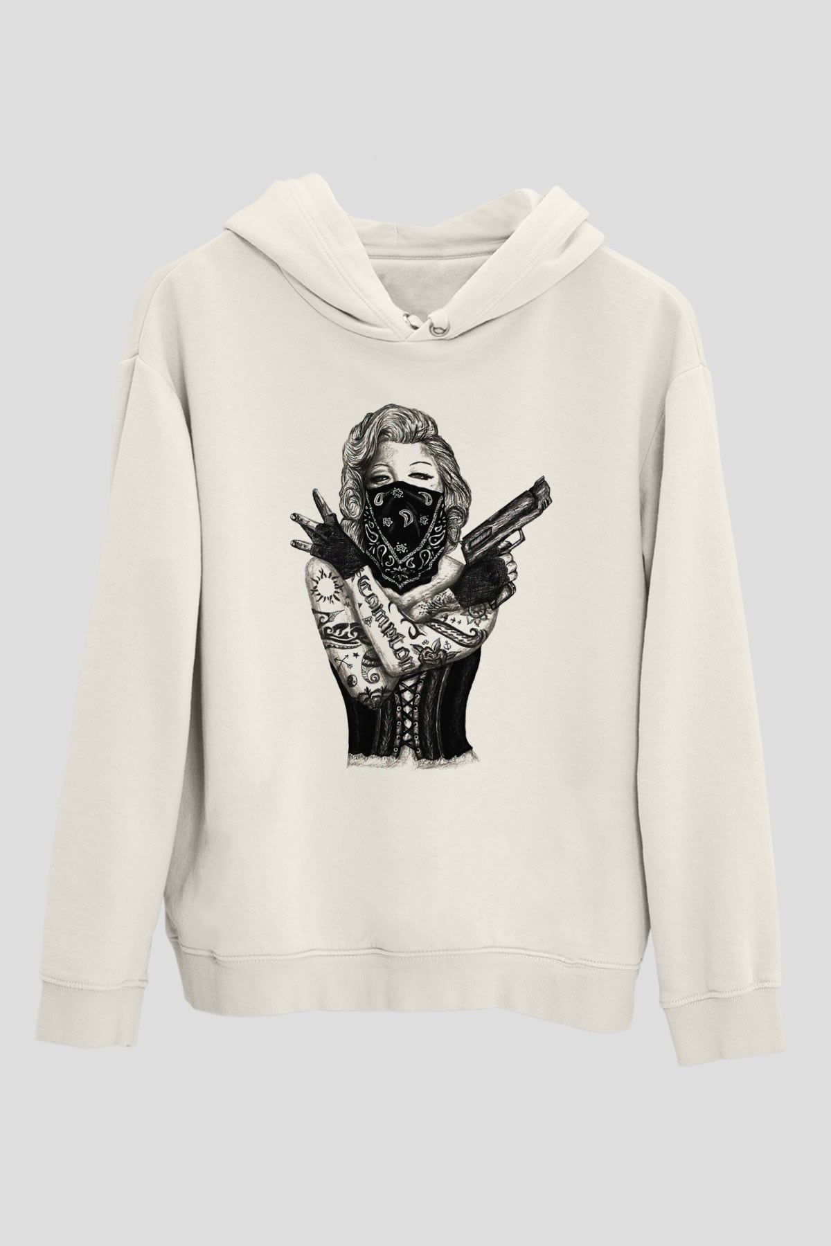 Marilyn Monroe Beyaz Unisex Kapşonlu Sweatshirt