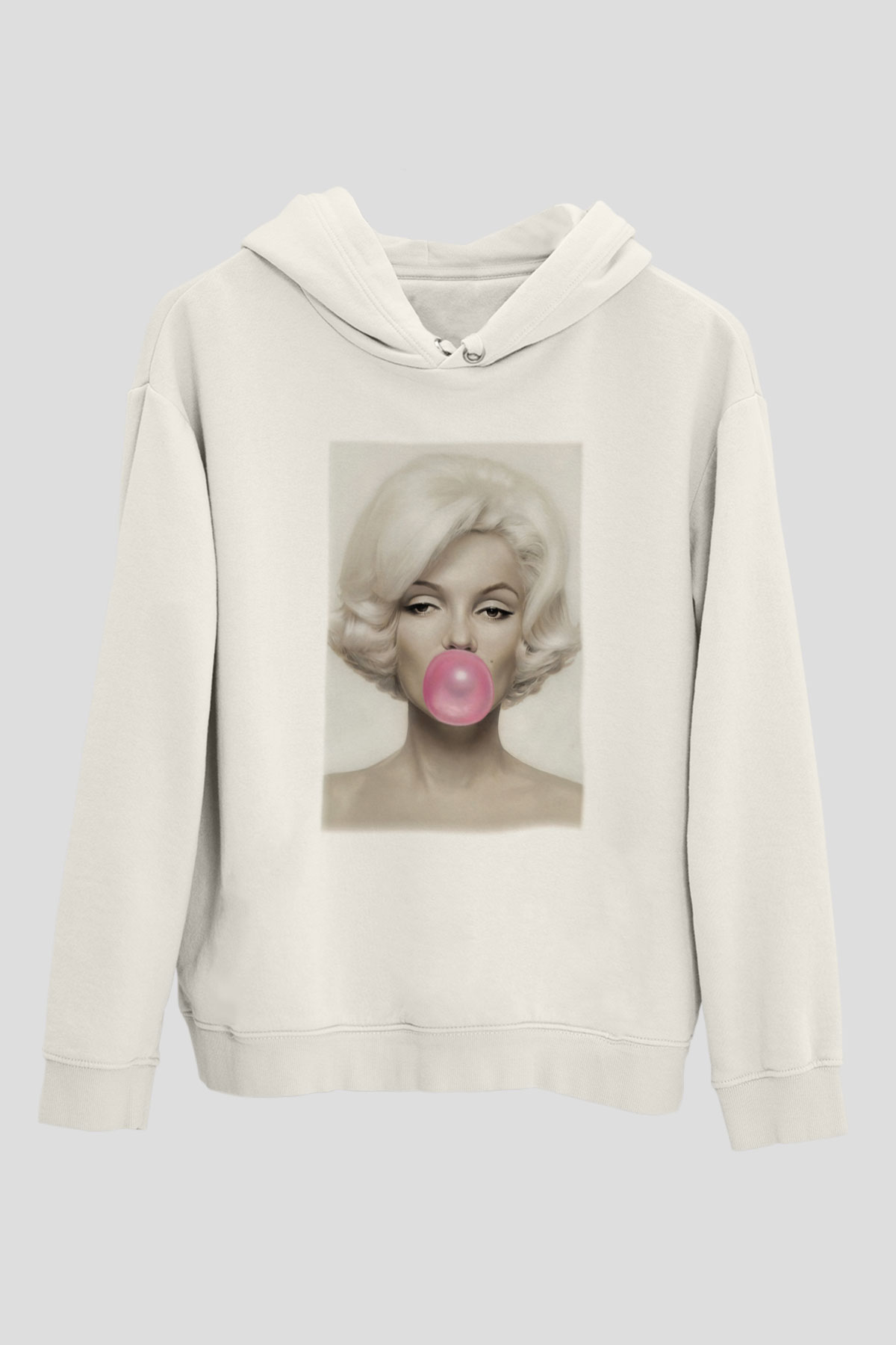 Marilyn Monroe Beyaz Unisex Kapşonlu Sweatshirt