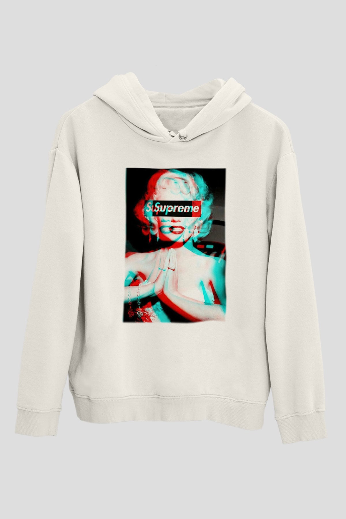 Marilyn Monroe Beyaz Unisex Kapşonlu Sweatshirt