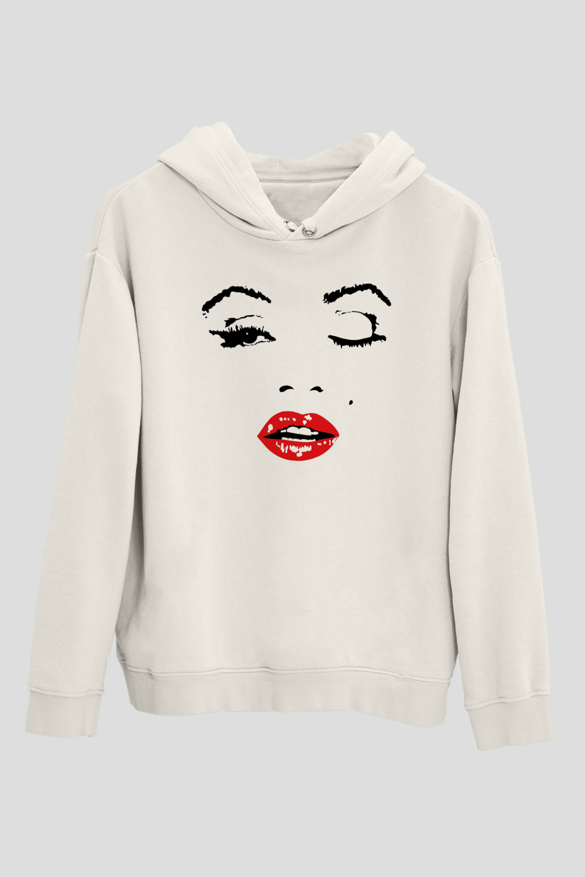 Marilyn Monroe Beyaz Unisex Kapşonlu Sweatshirt
