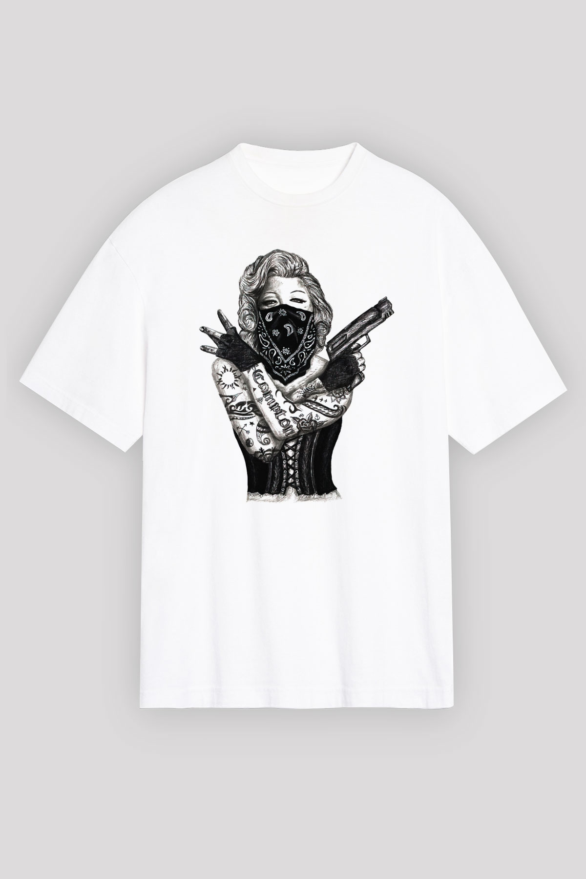 Marilyn Monroe Beyaz Unisex Oversize Tişört T-Shirt