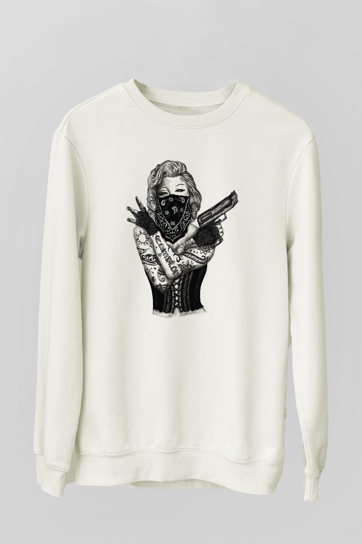 Marilyn Monroe Beyaz Unisex Sweatshirt