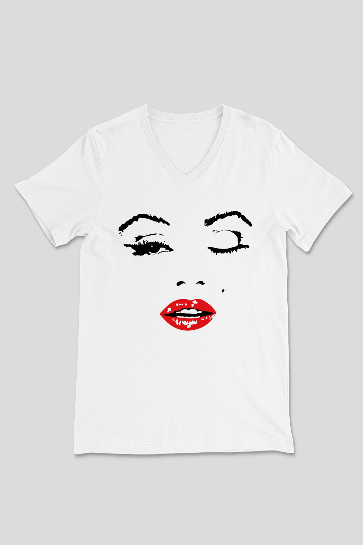 Marilyn Monroe Beyaz Unisex V Yaka Tişört T-Shirt