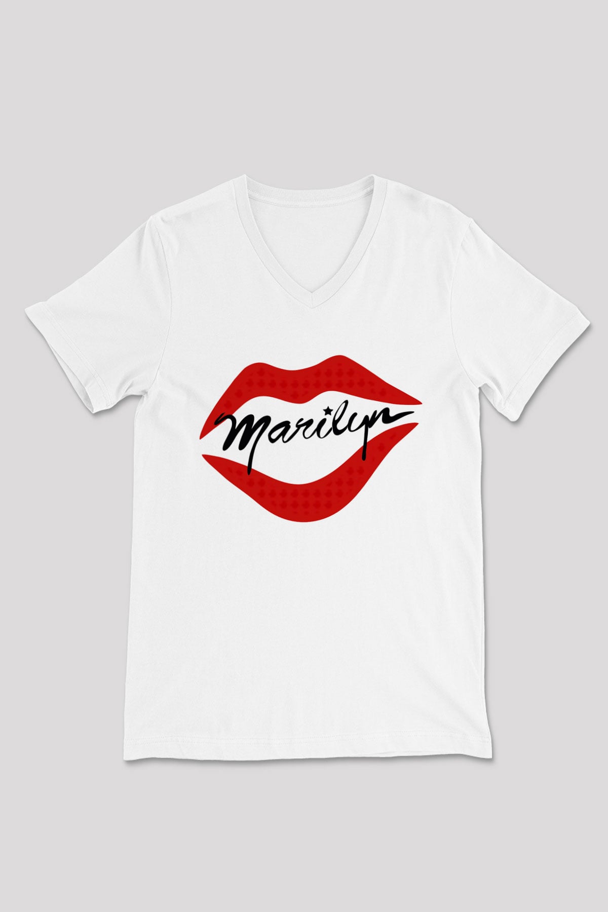 Marilyn Monroe Beyaz Unisex V Yaka Tişört T-Shirt