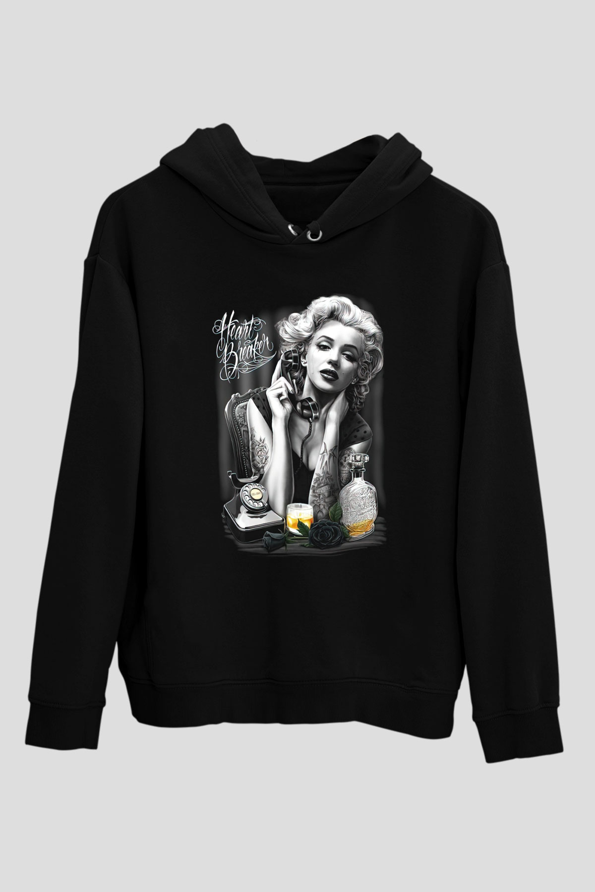 Marilyn Monroe Siyah Unisex Hoodie