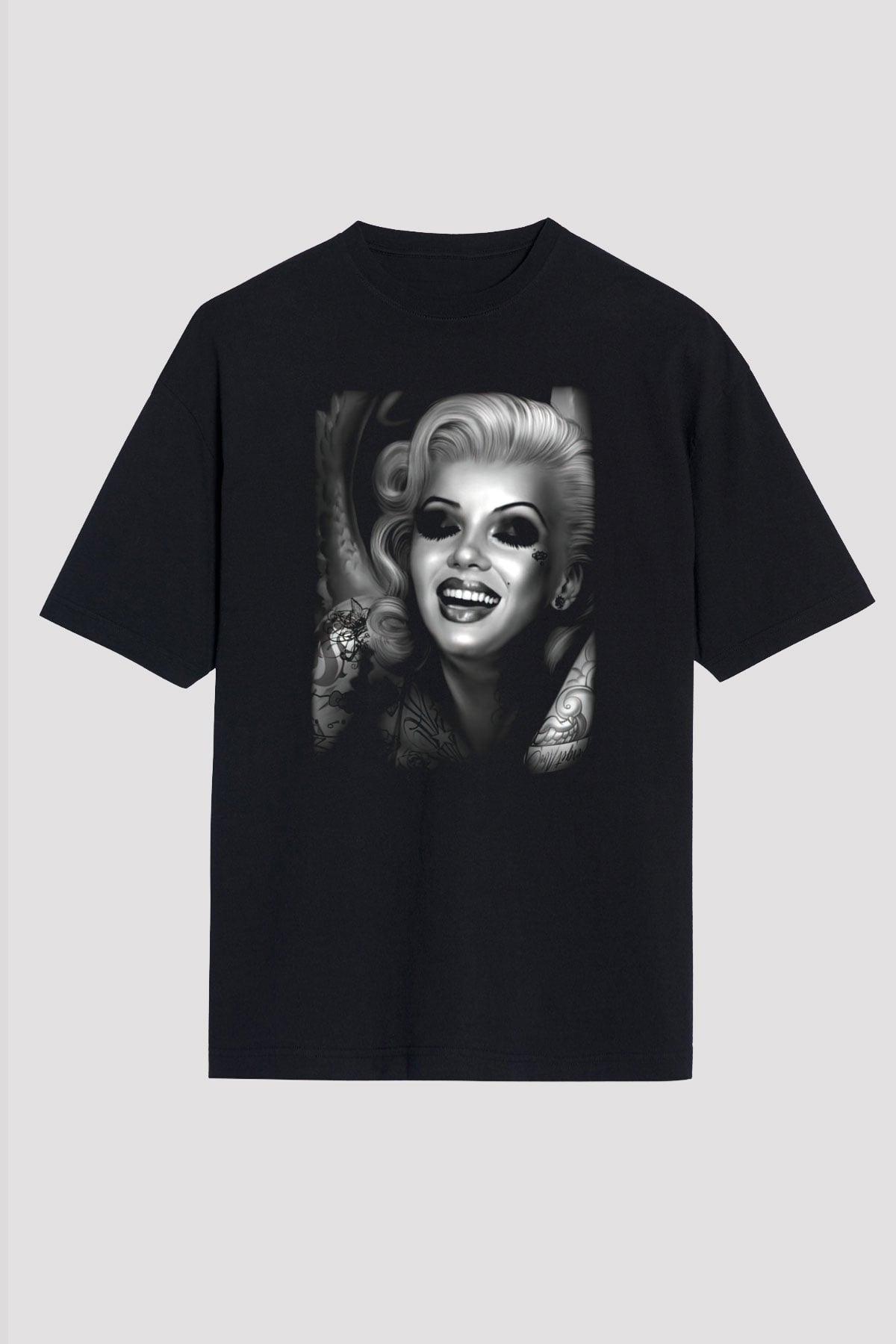 Marilyn Monroe Siyah Unisex Oversize Tişört T-Shirt