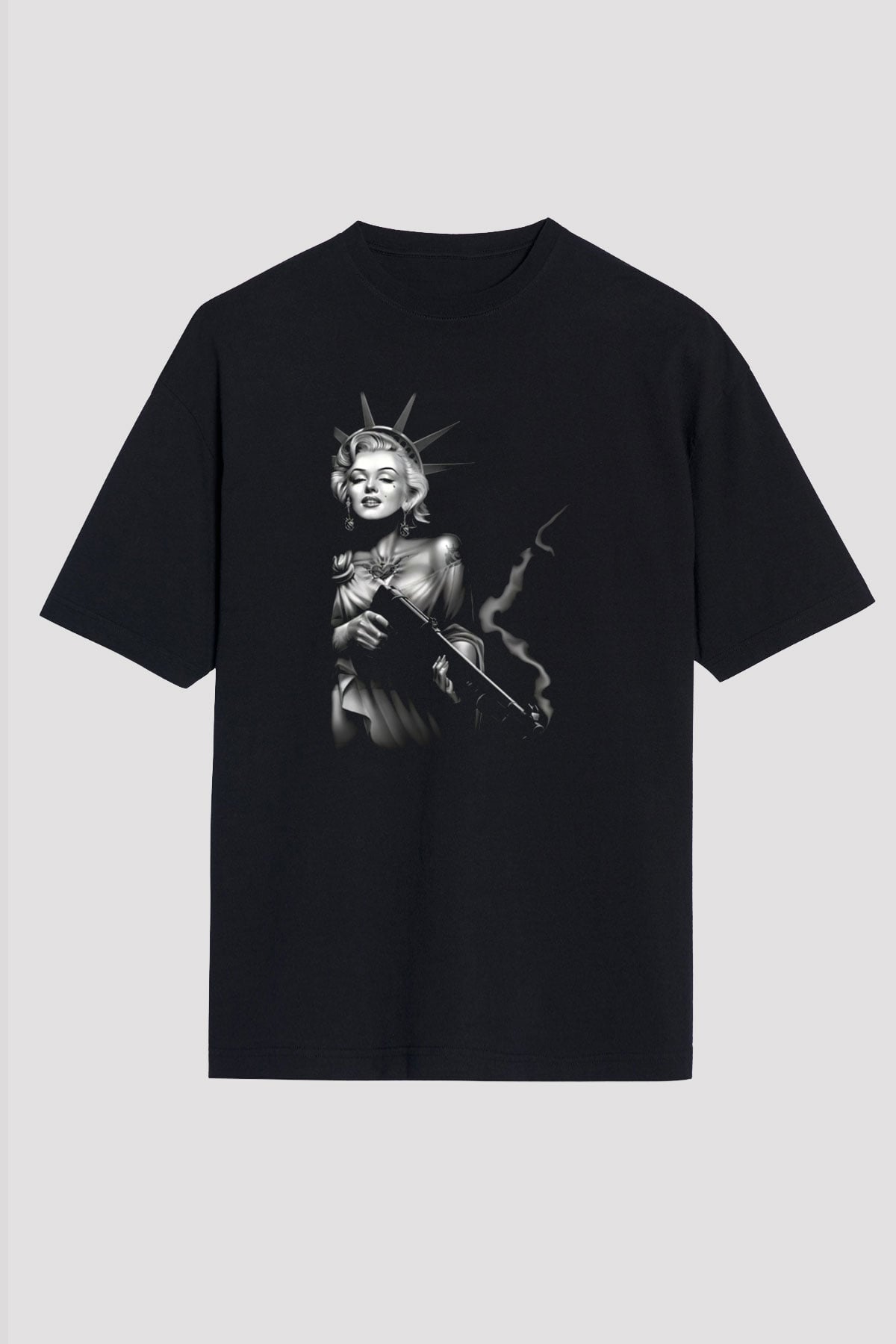 Marilyn Monroe Siyah Unisex Oversize Tişört T-Shirt