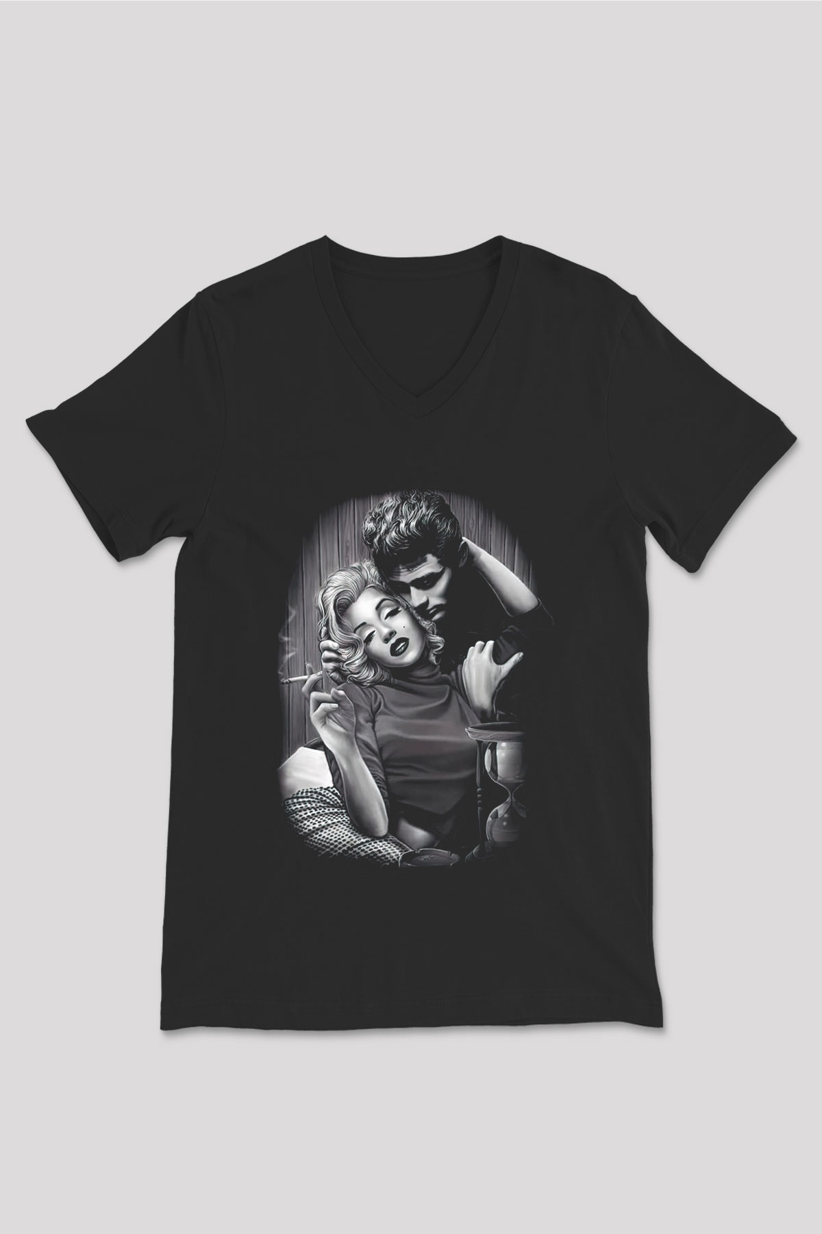 Marilyn Monroe Siyah Unisex V Yaka Tişört