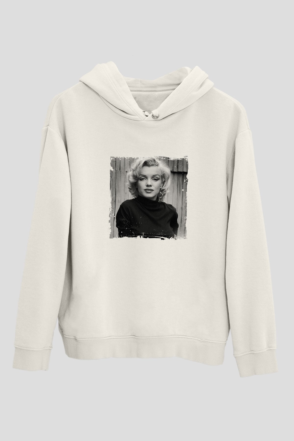 Marilyn Monroe Unisex Baskılı Beyaz Kapüşonlu Sweatshirt