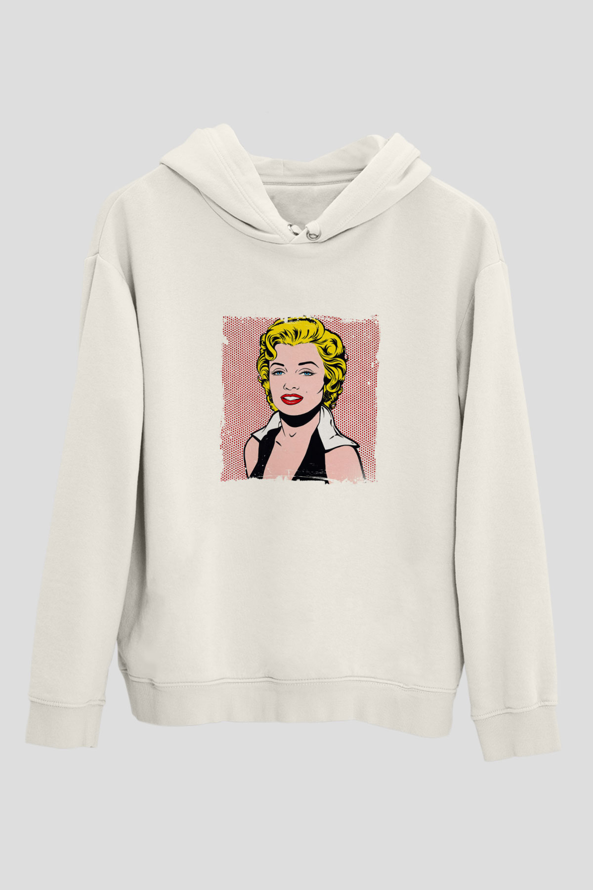 Marilyn Monroe Unisex Baskılı Beyaz Kapüşonlu Sweatshirt