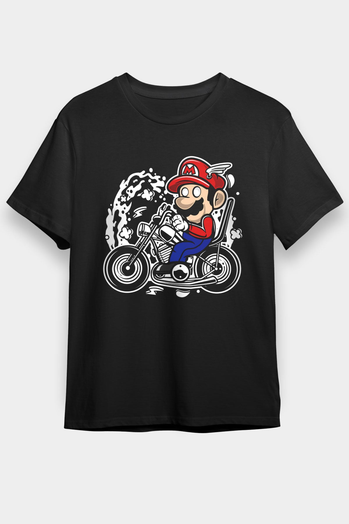 Mario Chopper Rider Siyah Unisex Tişört