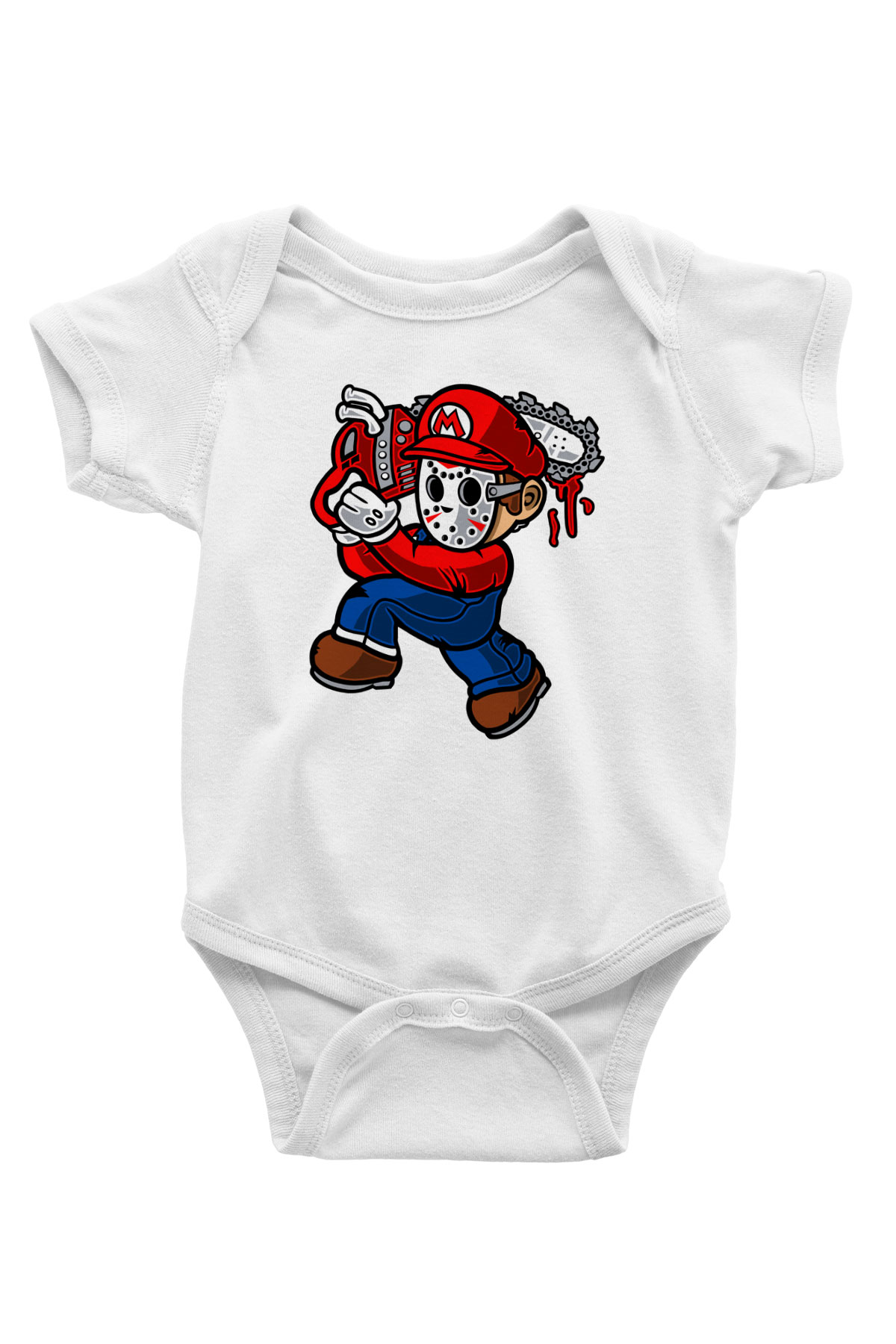 Mario Massacre Baskılı Beyaz Unisex Bebek Body - Zıbın