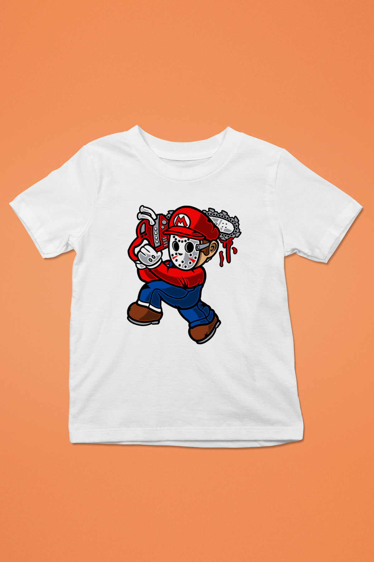 Mario Massacre Baskılı Beyaz Unisex Çocuk Tişört