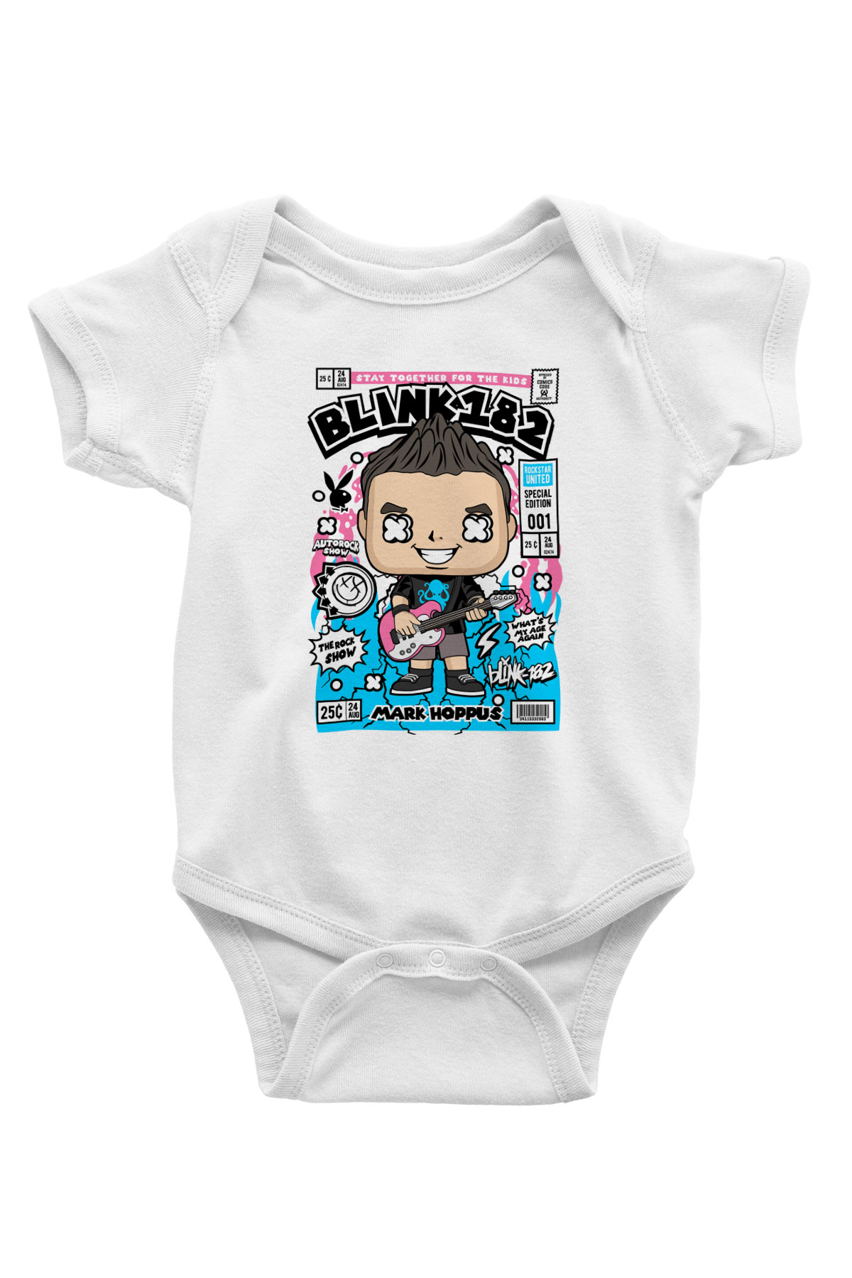 Mark Hoppus Blink 182 Baskılı Unisex Beyaz Bebek Body - Zıbın