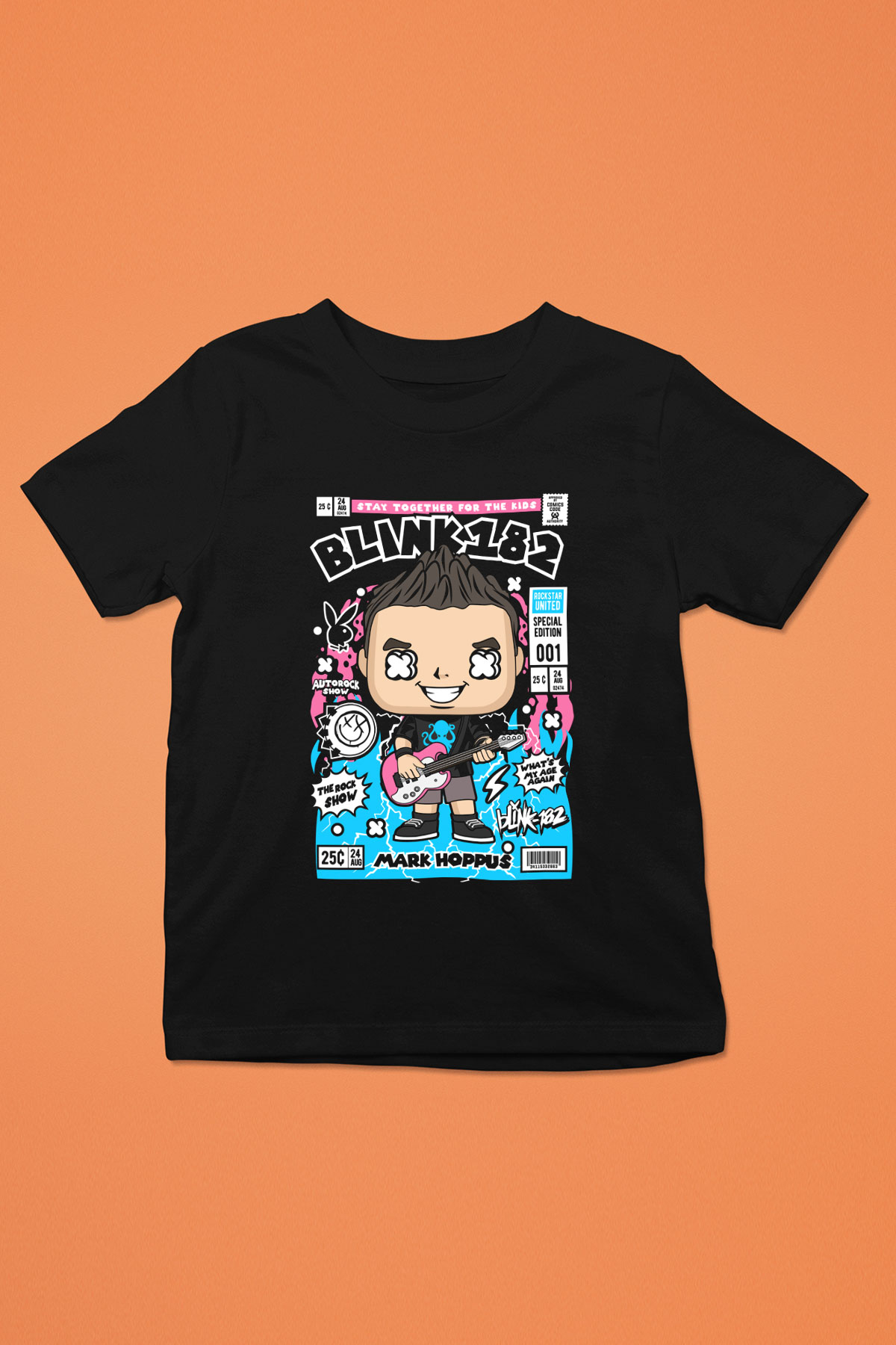 Mark Hoppus Blink 182 Baskılı Unisex Siyah Çocuk Tişört