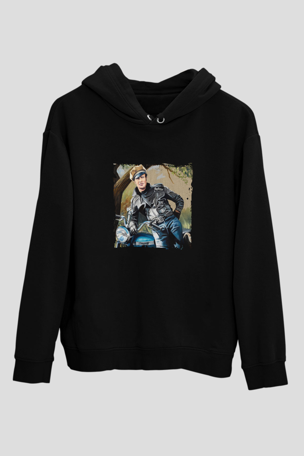 Marlon Brando Baskılı Unisex Siyah Hoodie