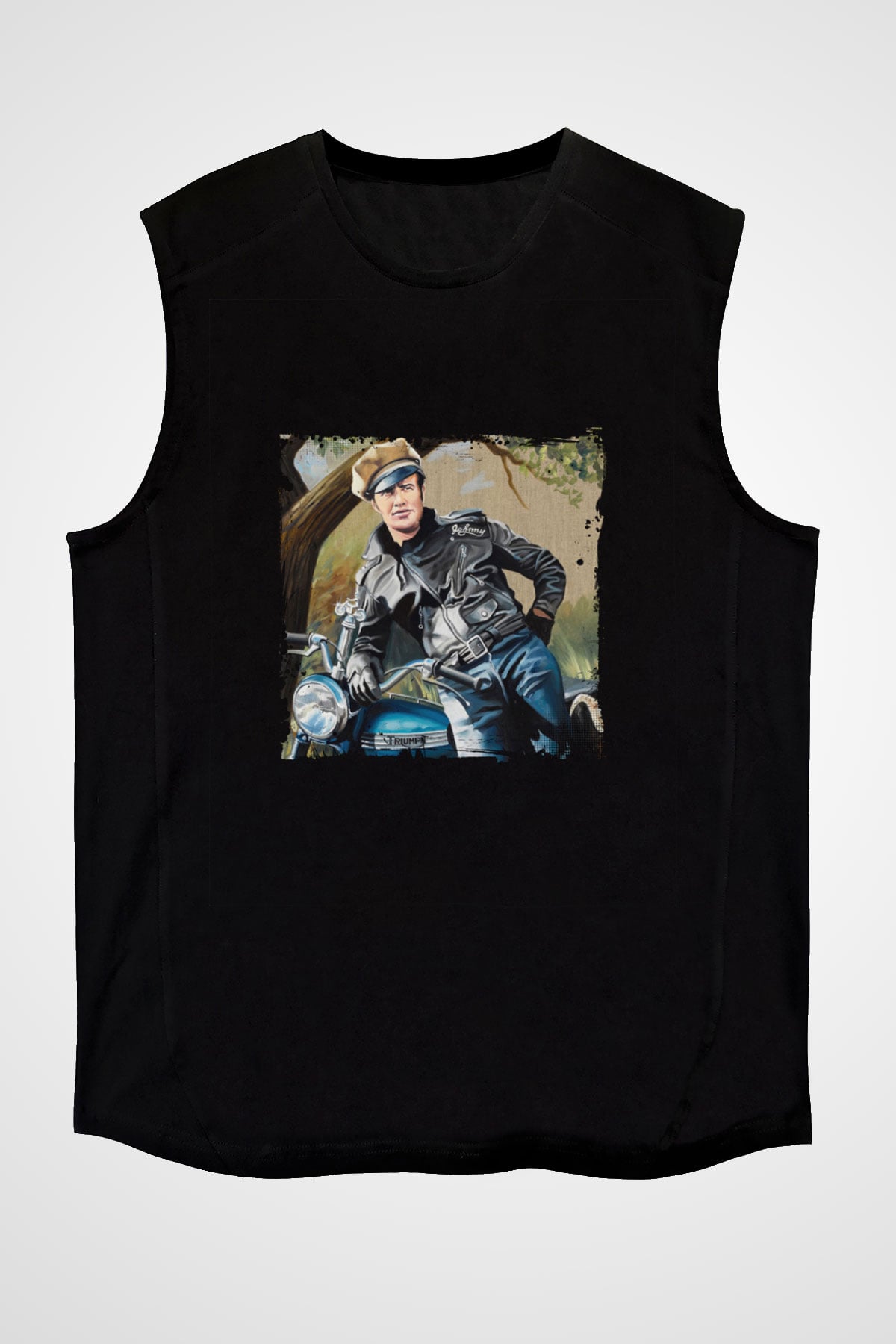 Marlon Brando Baskılı Unisex Siyah Kolsuz Tişört
