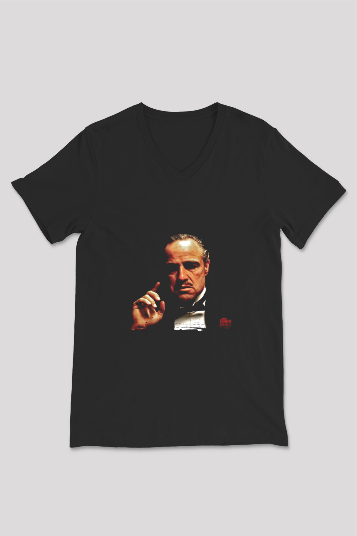 Marlon Brando Baskılı Unisex Siyah V Yaka Tişört