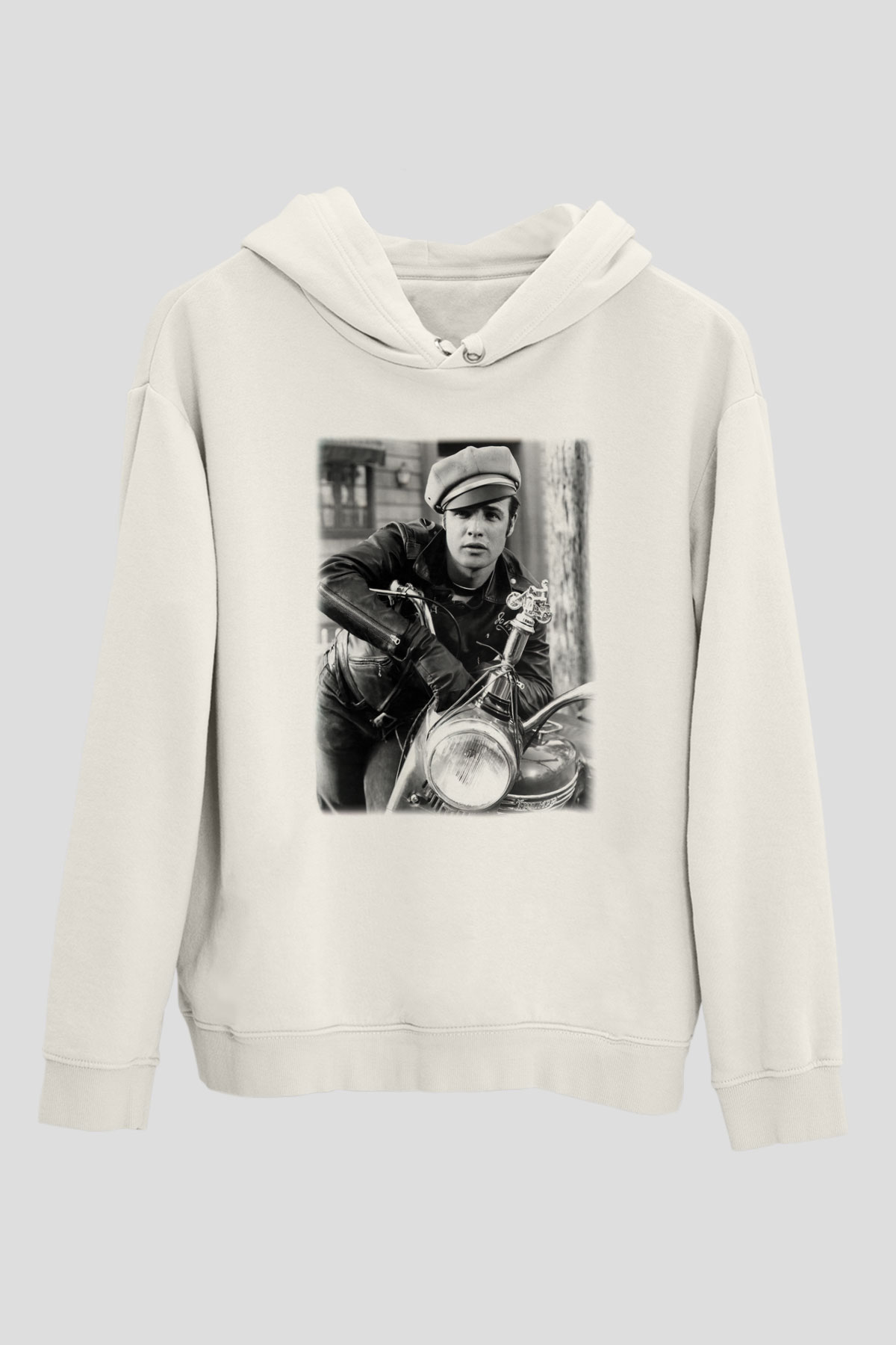 Marlon Brando Beyaz Unisex Kapşonlu Sweatshirt