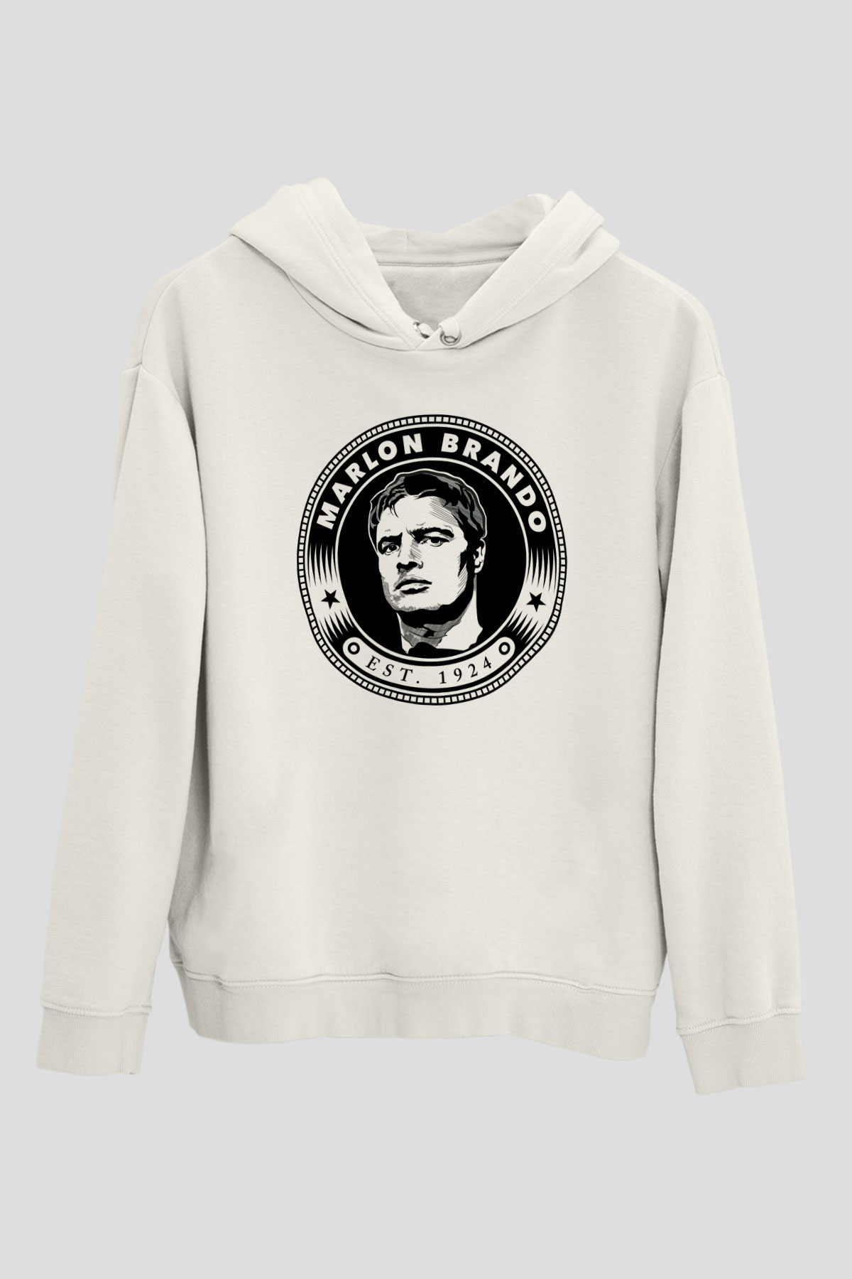 Marlon Brando Beyaz Unisex Kapşonlu Sweatshirt