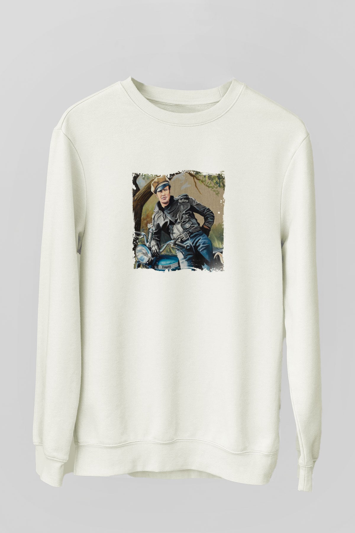 Marlon Brando Unisex Baskılı Beyaz Sweatshirt