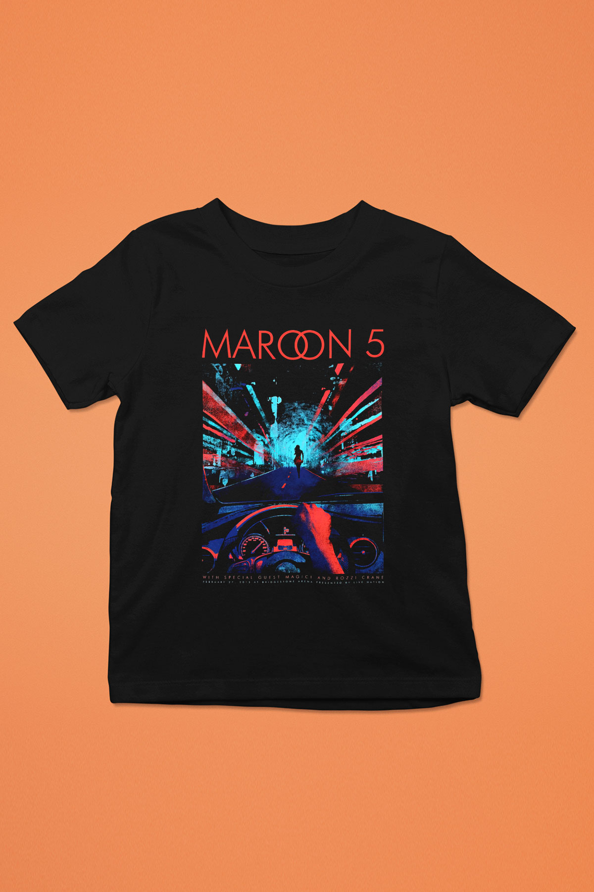 Maroon 5 Baskılı Siyah Unisex Çocuk Tişört
