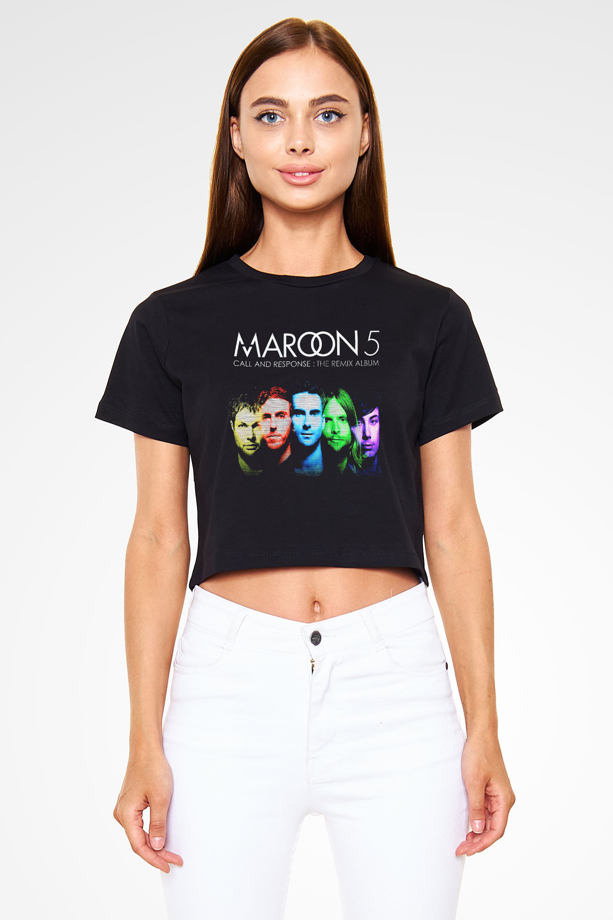 Maroon 5 Siyah Crop Top Tişört