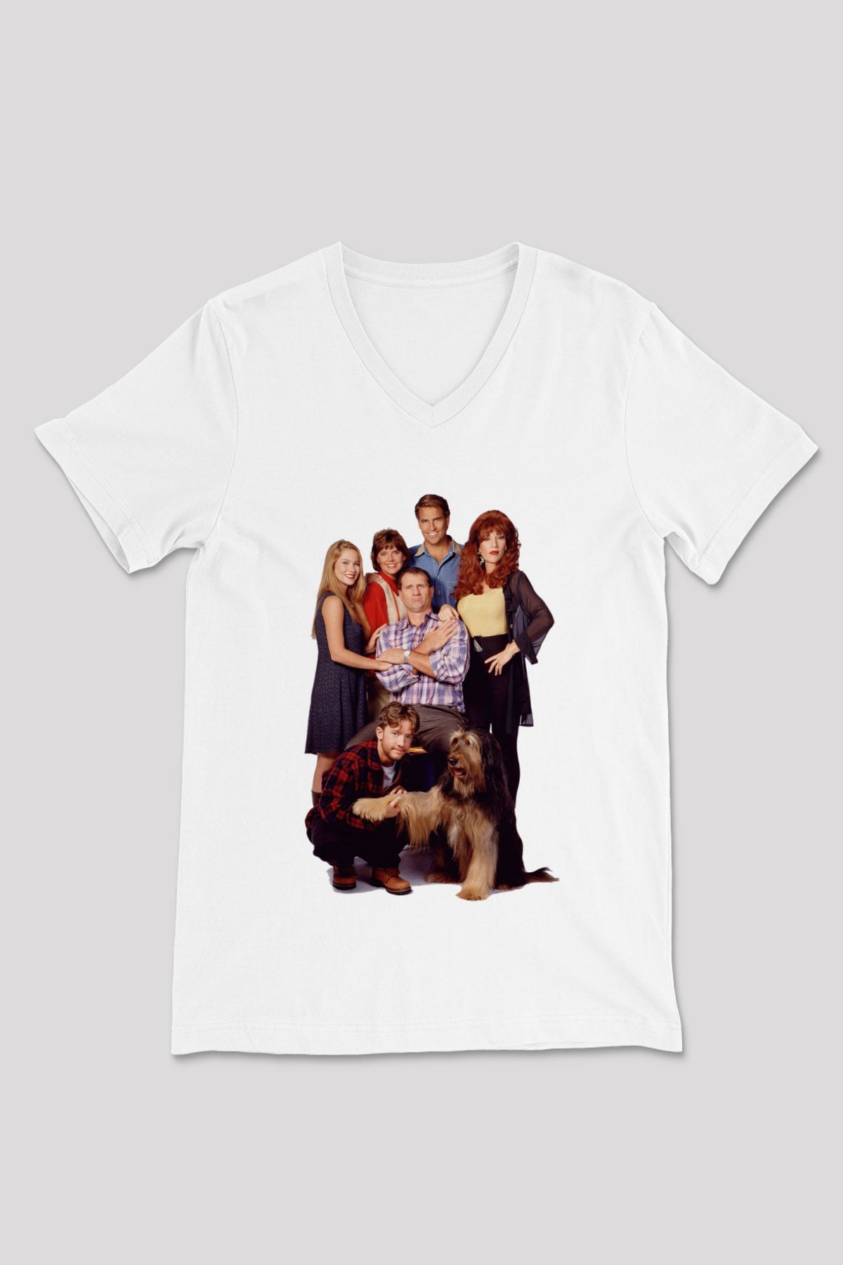 Married with Children Beyaz Unisex V Yaka Tişört T-Shirt
