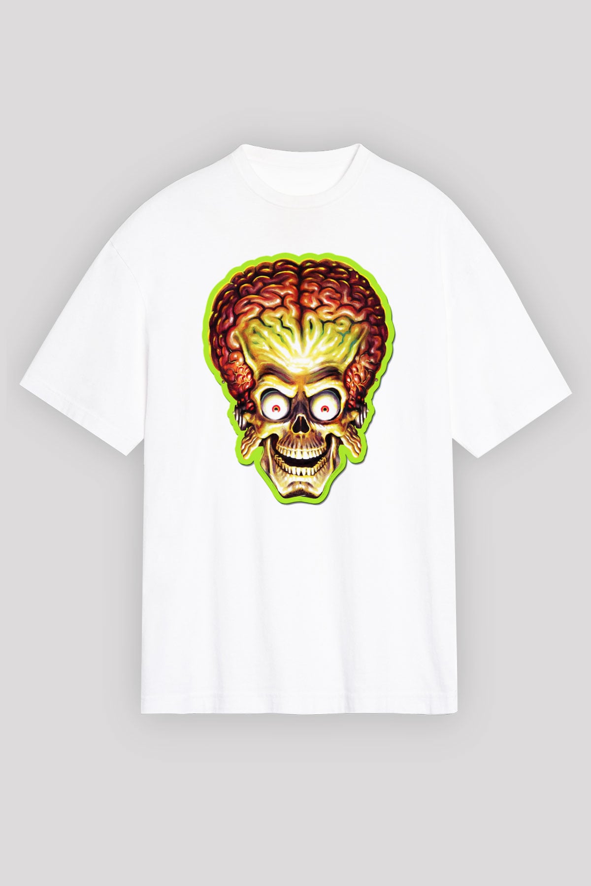 Mars Attacks Beyaz Unisex Oversize Tişört