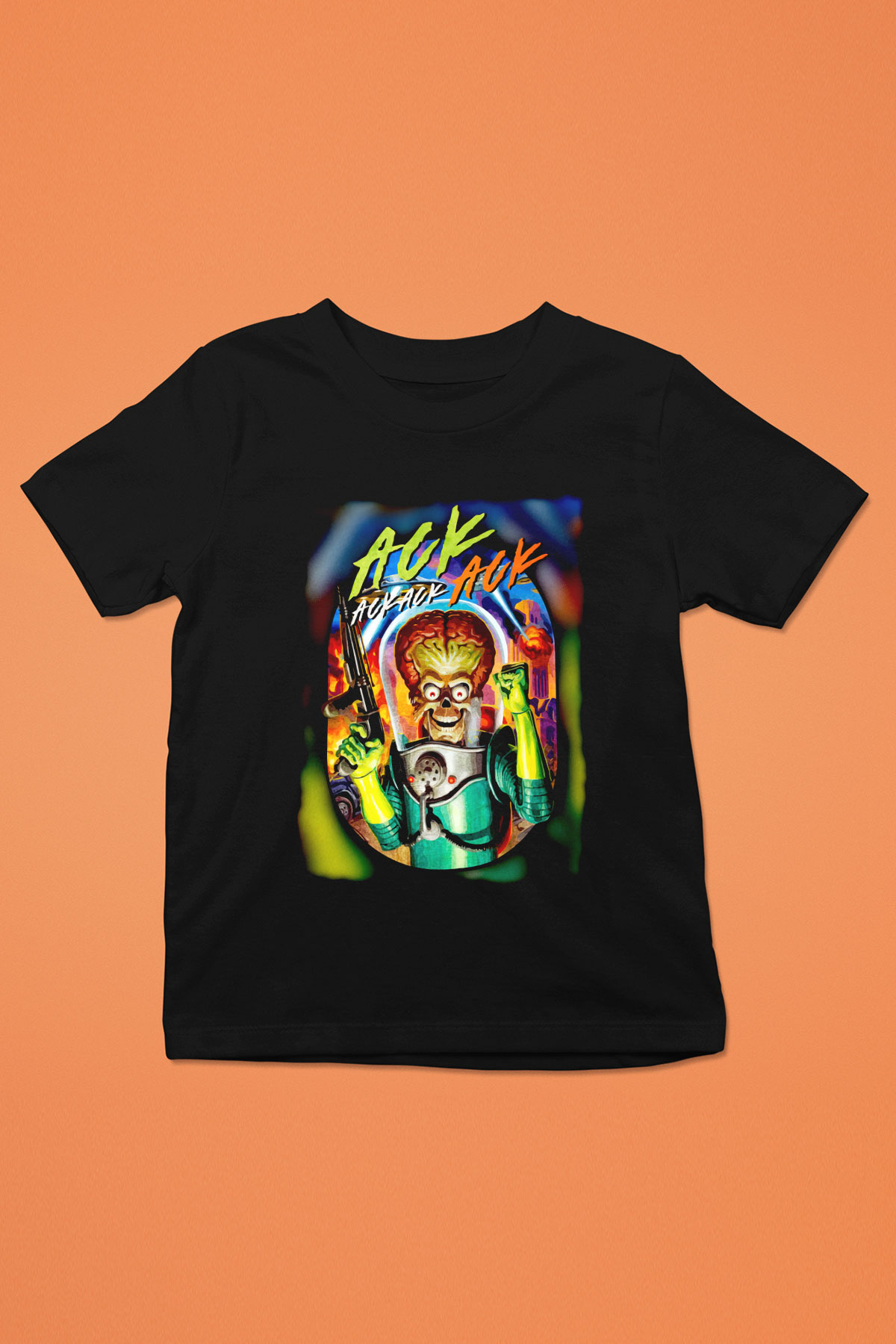 Mars Attacks Siyah Unisex  Çocuk Tişört