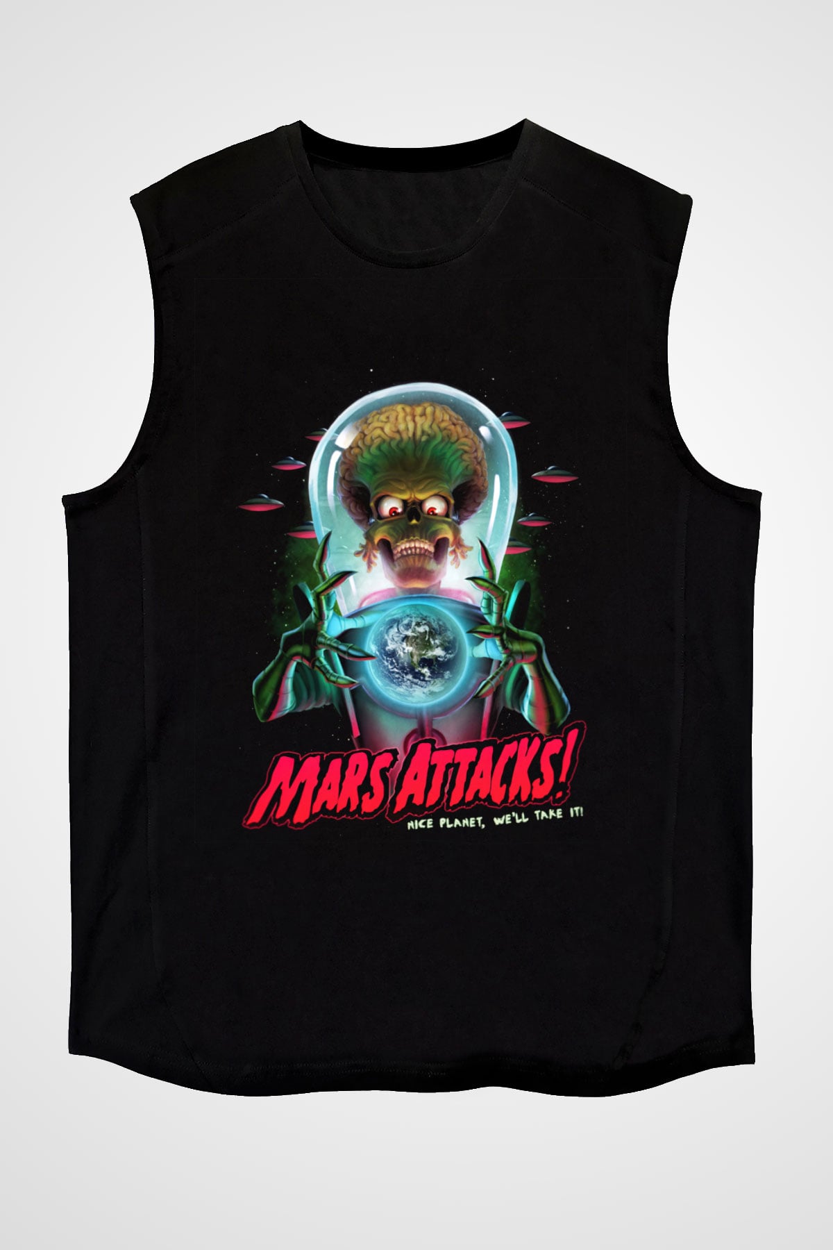 Mars Attacks Siyah Unisex Kolsuz Tişört