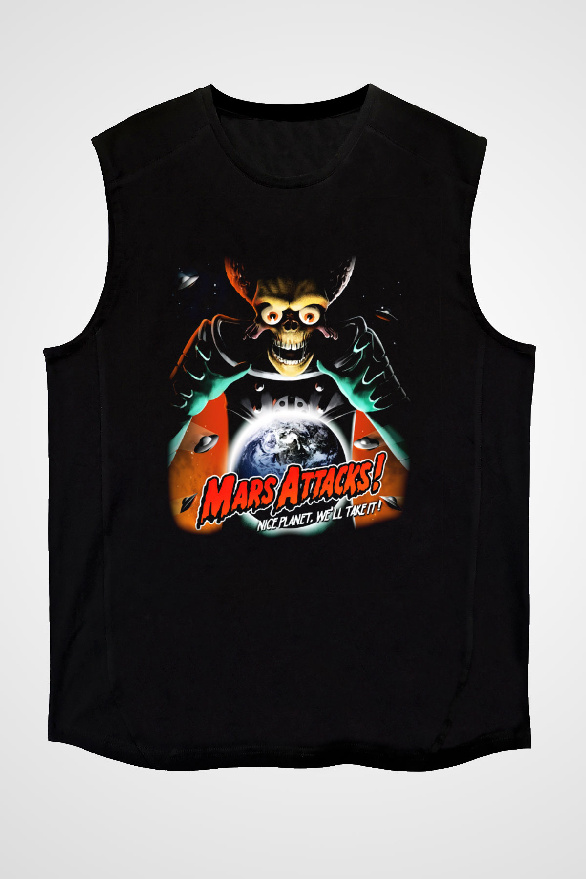 Mars Attacks Siyah Unisex Kolsuz Tişört