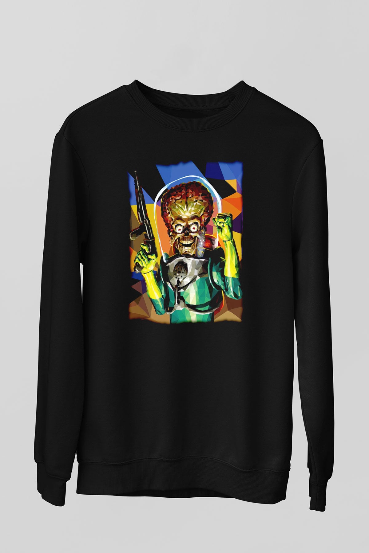 Mars Attacks Siyah Unisex  Sweatshirt
