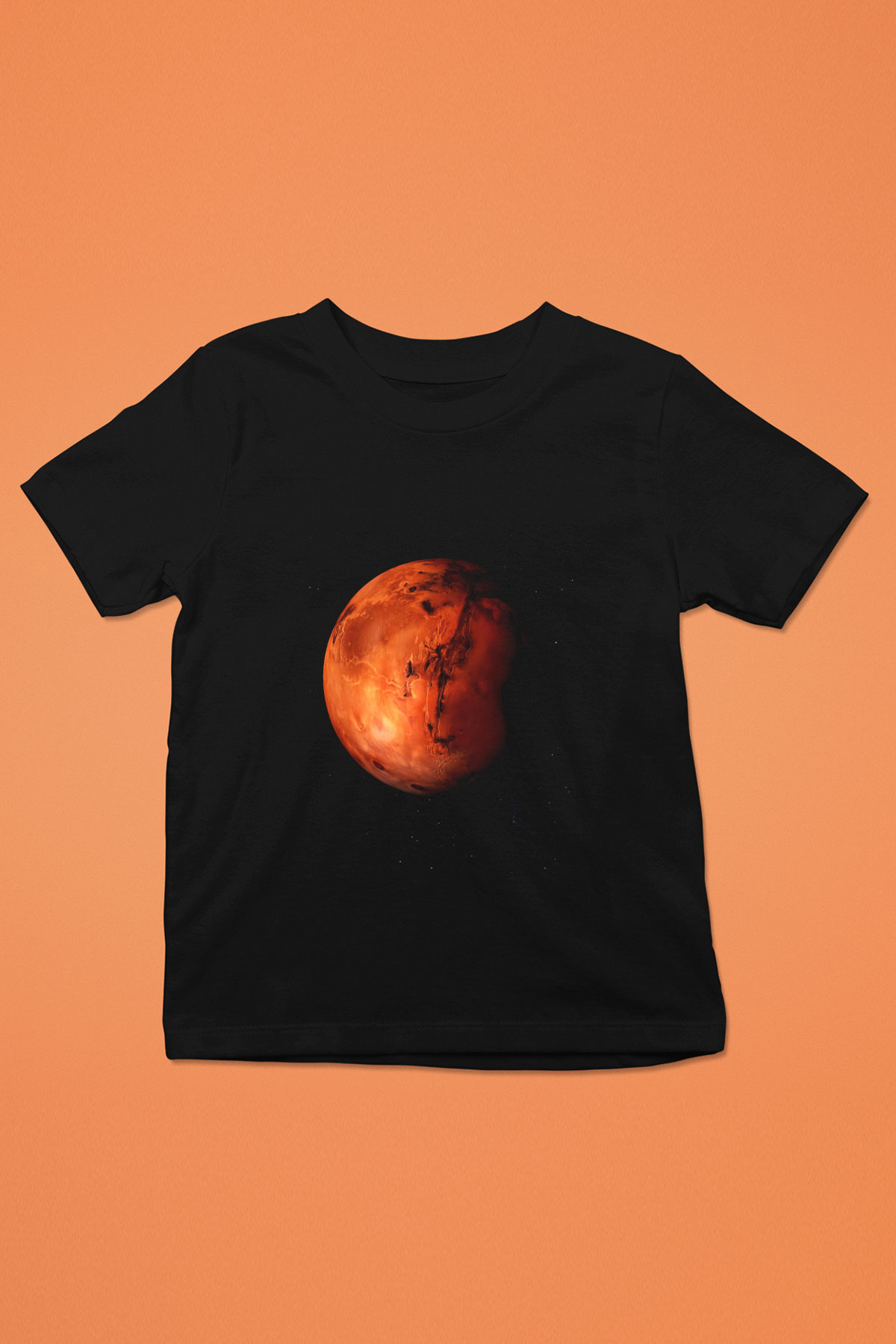 Mars Baskılı Siyah Unisex Çocuk Tişört