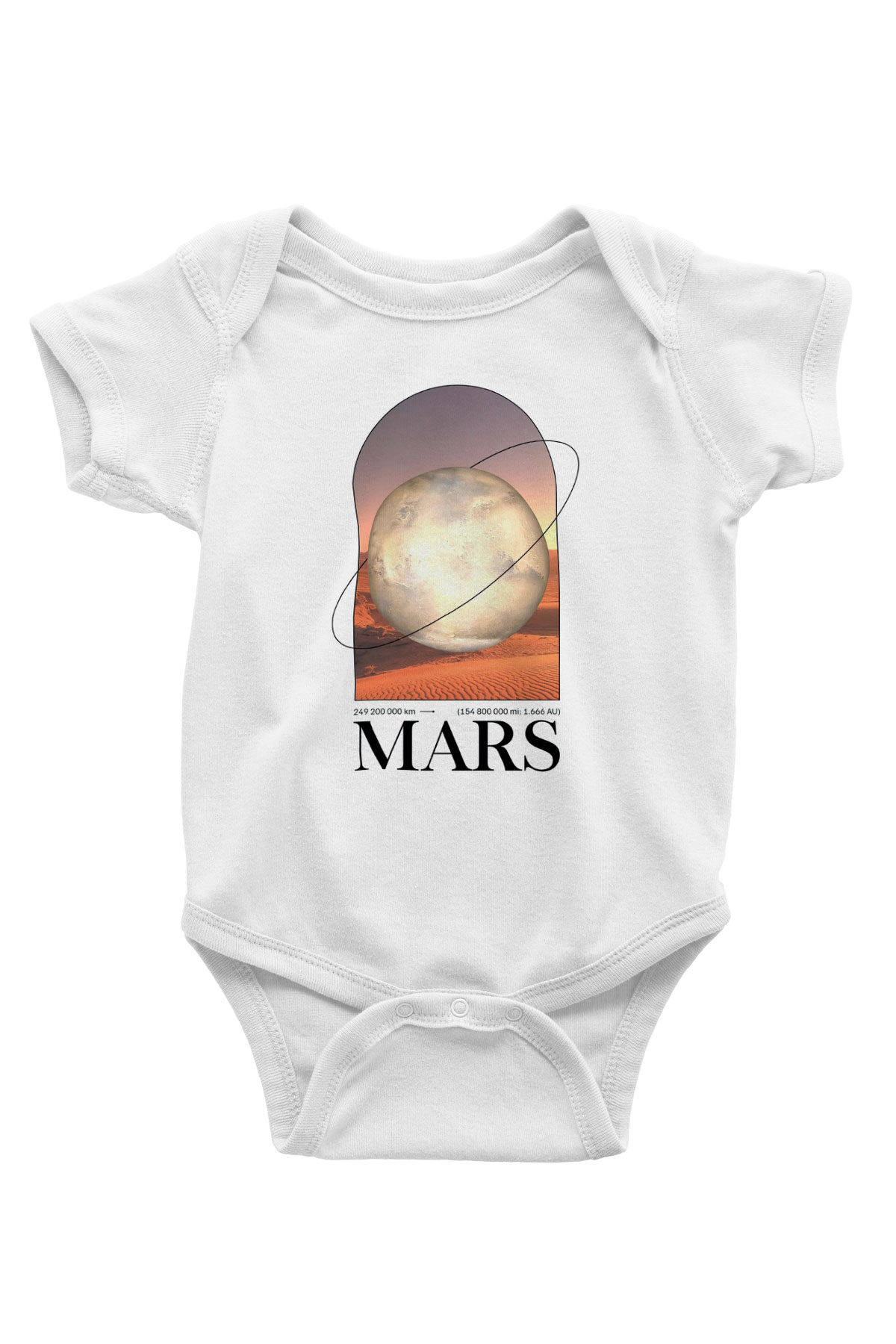 Mars Gezegeni Baskılı Beyaz Bebek Body - Zıbın