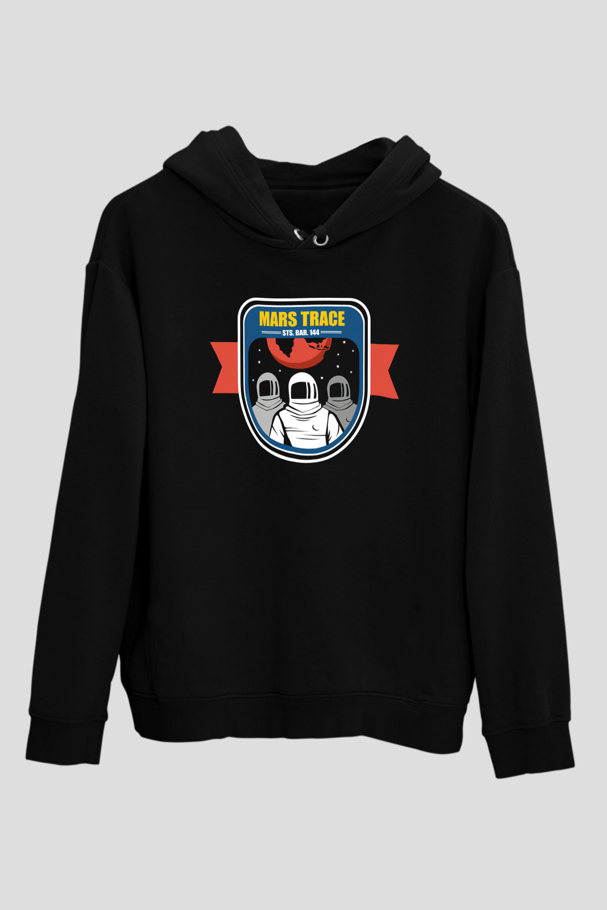 Mars Siyah Unisex Hoodie