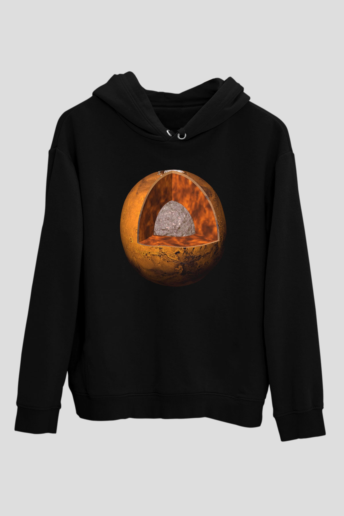 Mars Siyah Unisex Hoodie