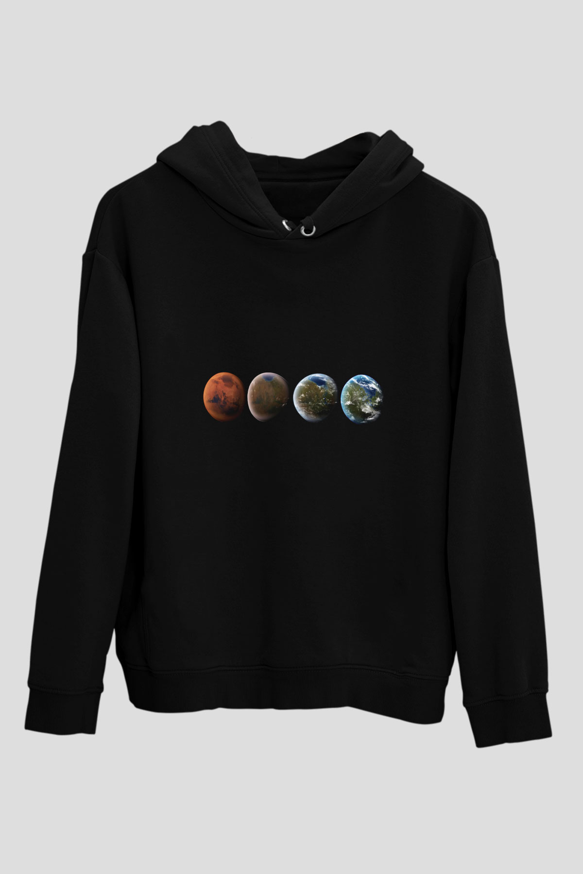 Mars Siyah Unisex Hoodie