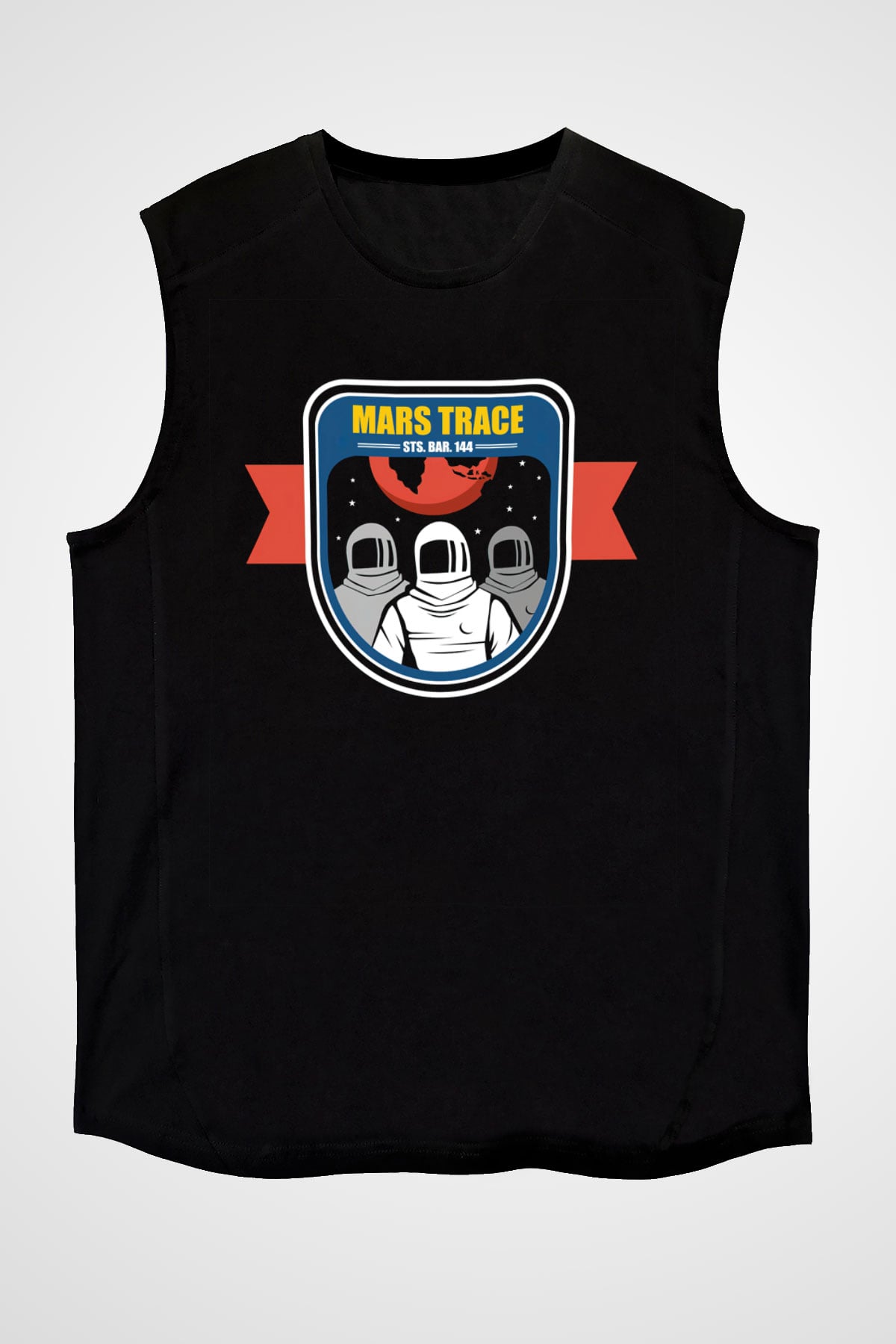 Mars Siyah Unisex Kolsuz Tişört