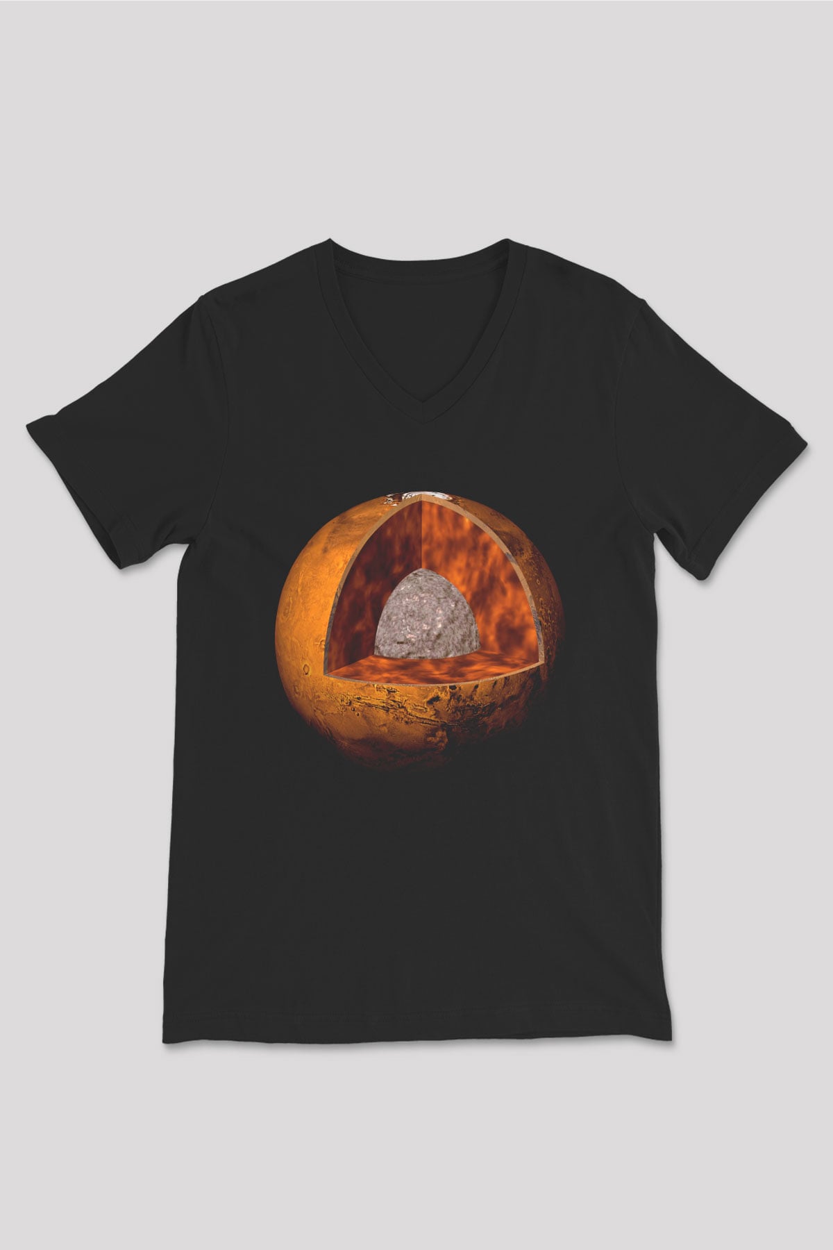 Mars Siyah Unisex V Yaka Tişört