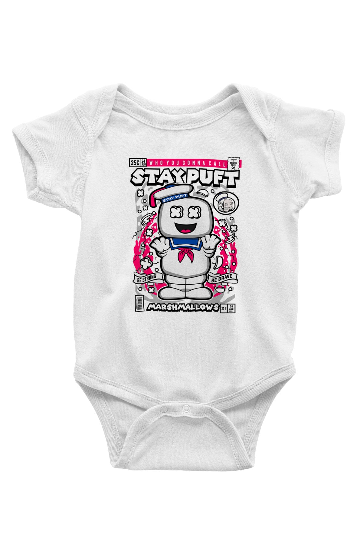 Marshmallow Baskılı Unisex Beyaz Bebek Body - Zıbın